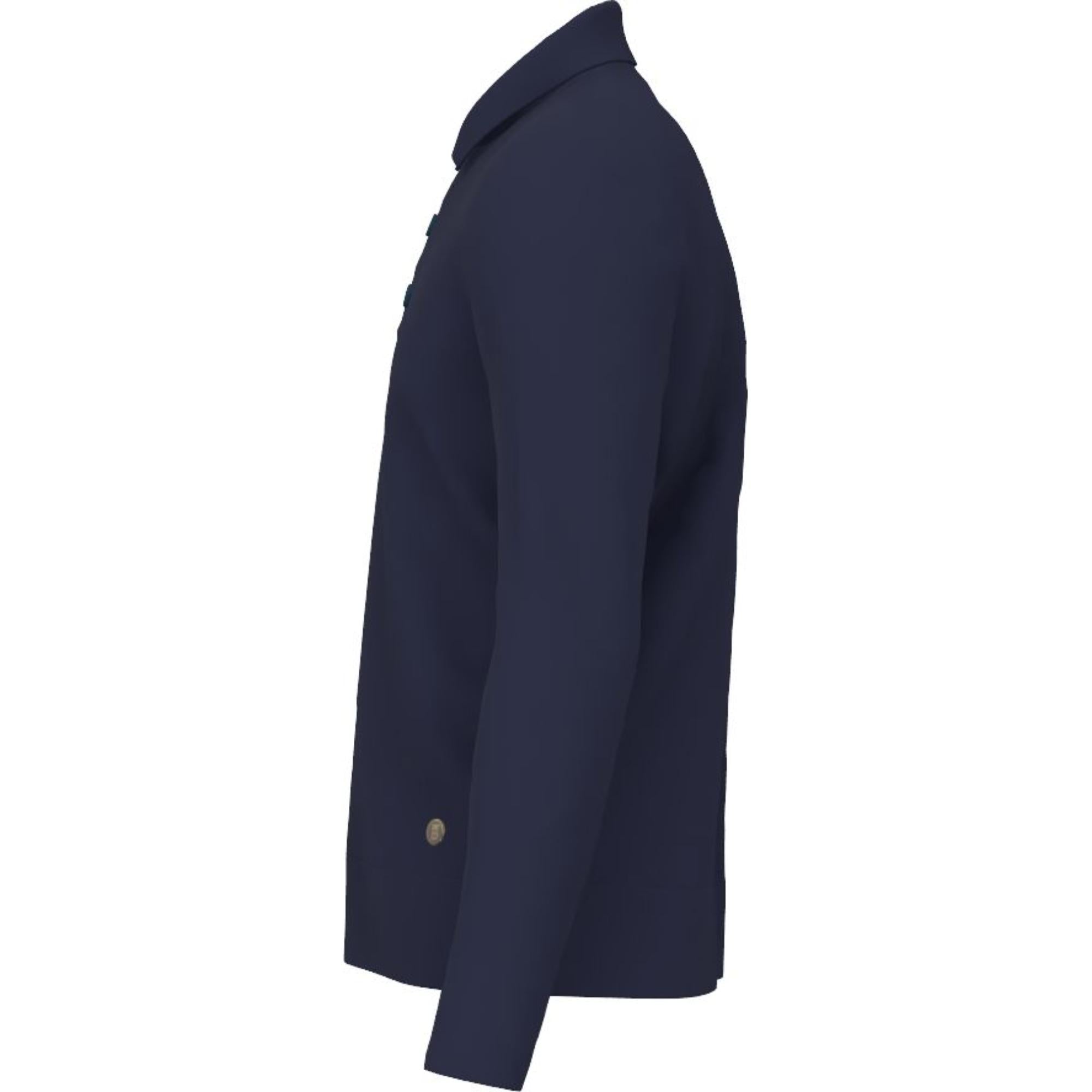 롱 슬리브 모노그램 모티프 울 블렌드 폴로셔츠