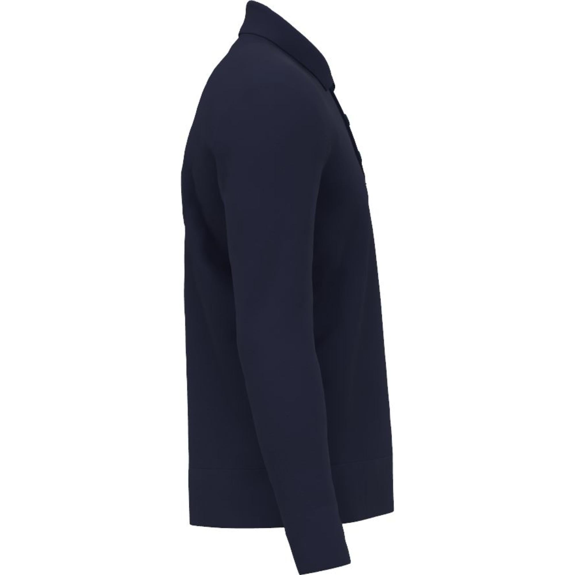 롱 슬리브 모노그램 모티프 울 블렌드 폴로셔츠