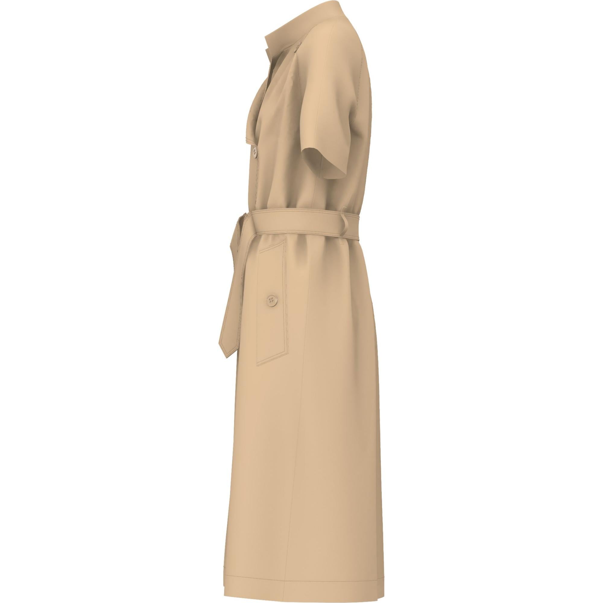 쇼트 슬리브 비스코스 캐디 트렌치 드레스