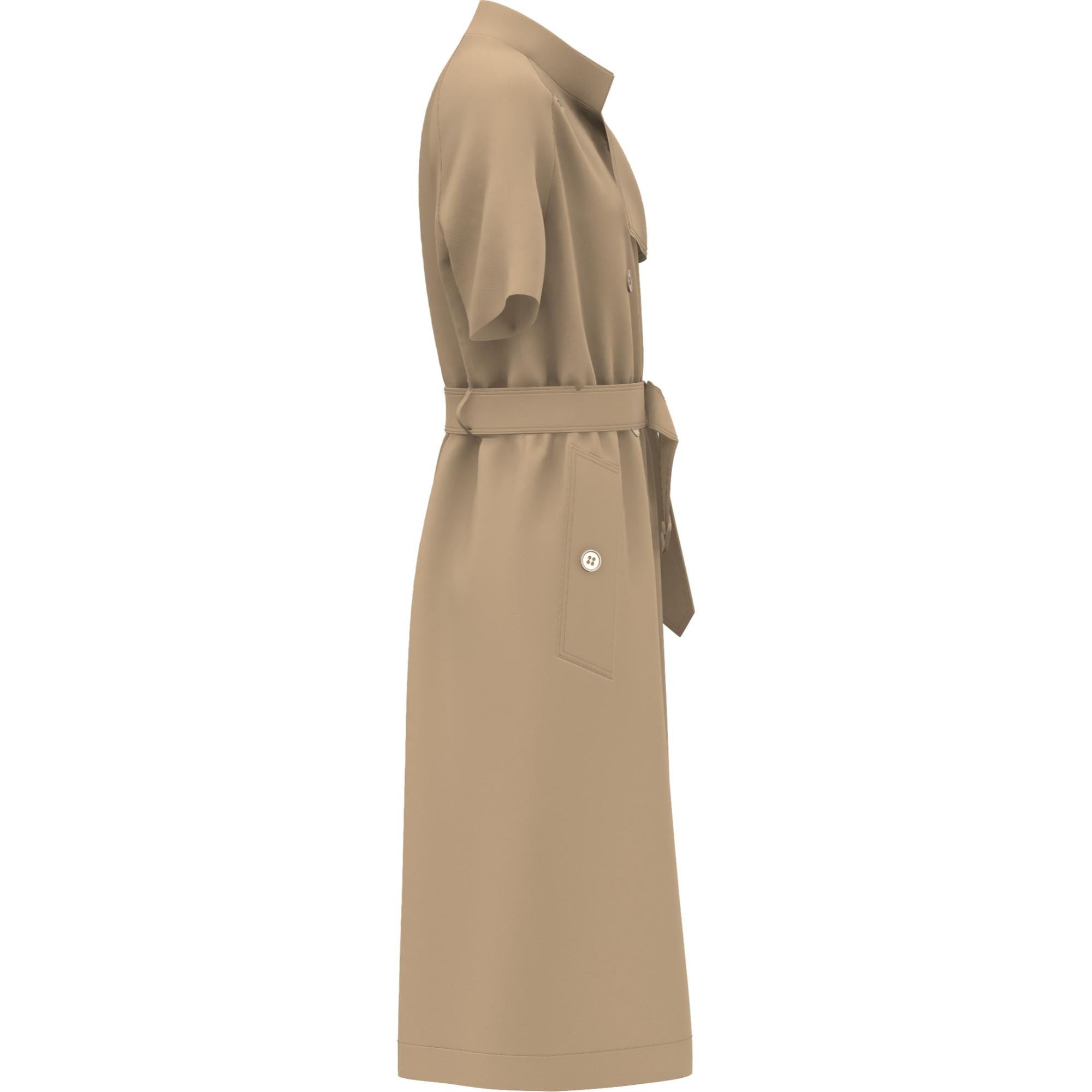 쇼트 슬리브 비스코스 캐디 트렌치 드레스