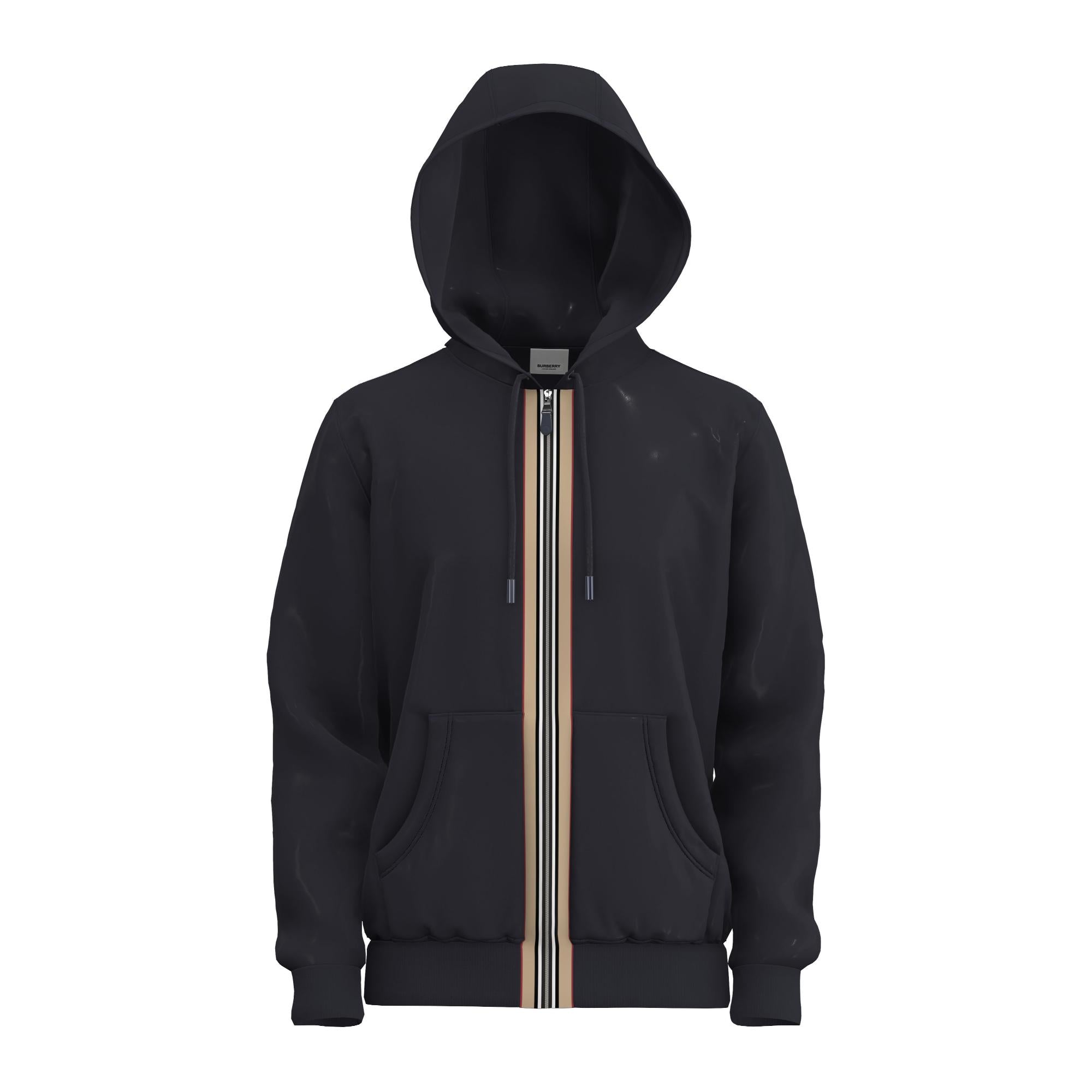 아이콘 스트라이프 디테일 코튼 후드 톱