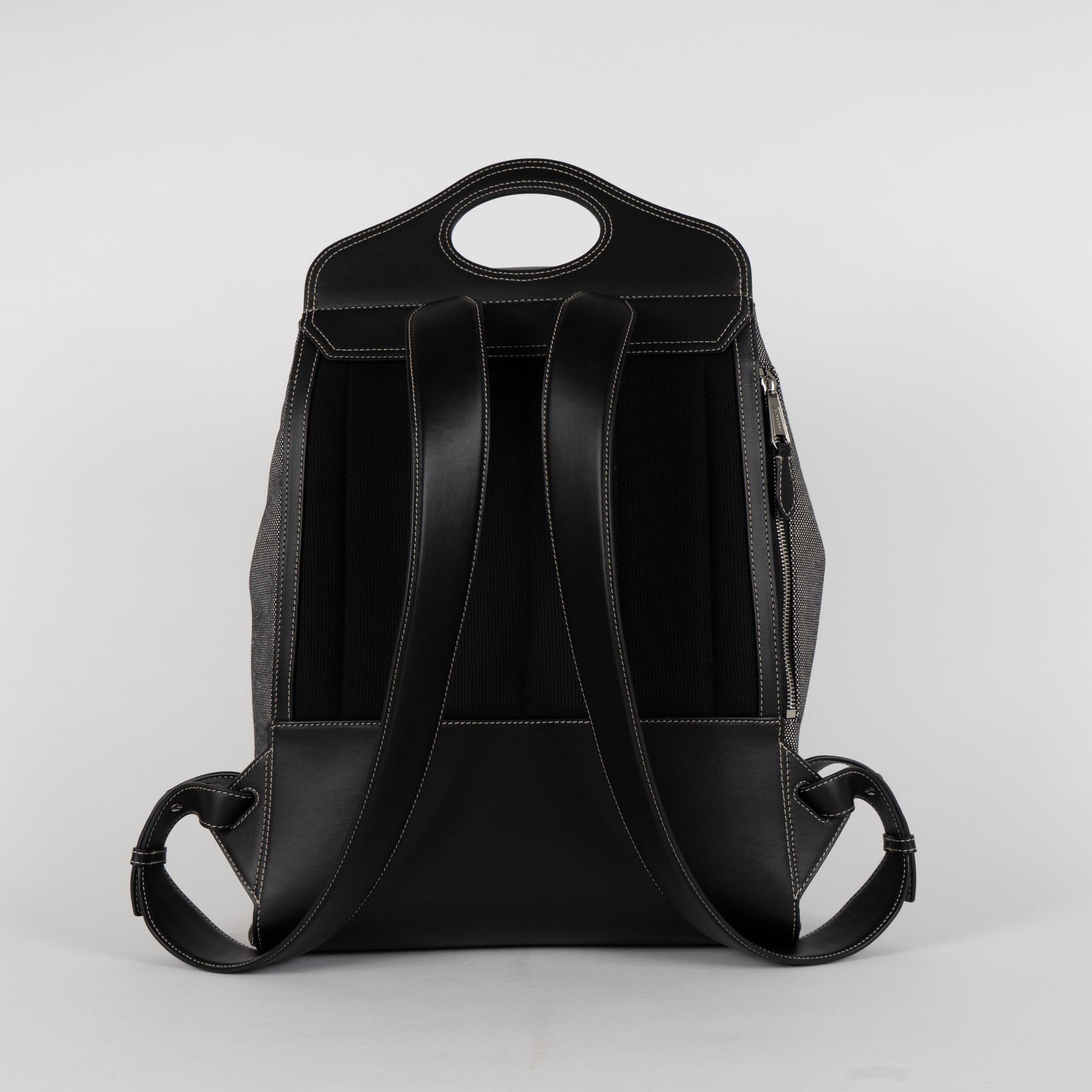 호스페리 프린트 캔버스 레더 포켓 백팩