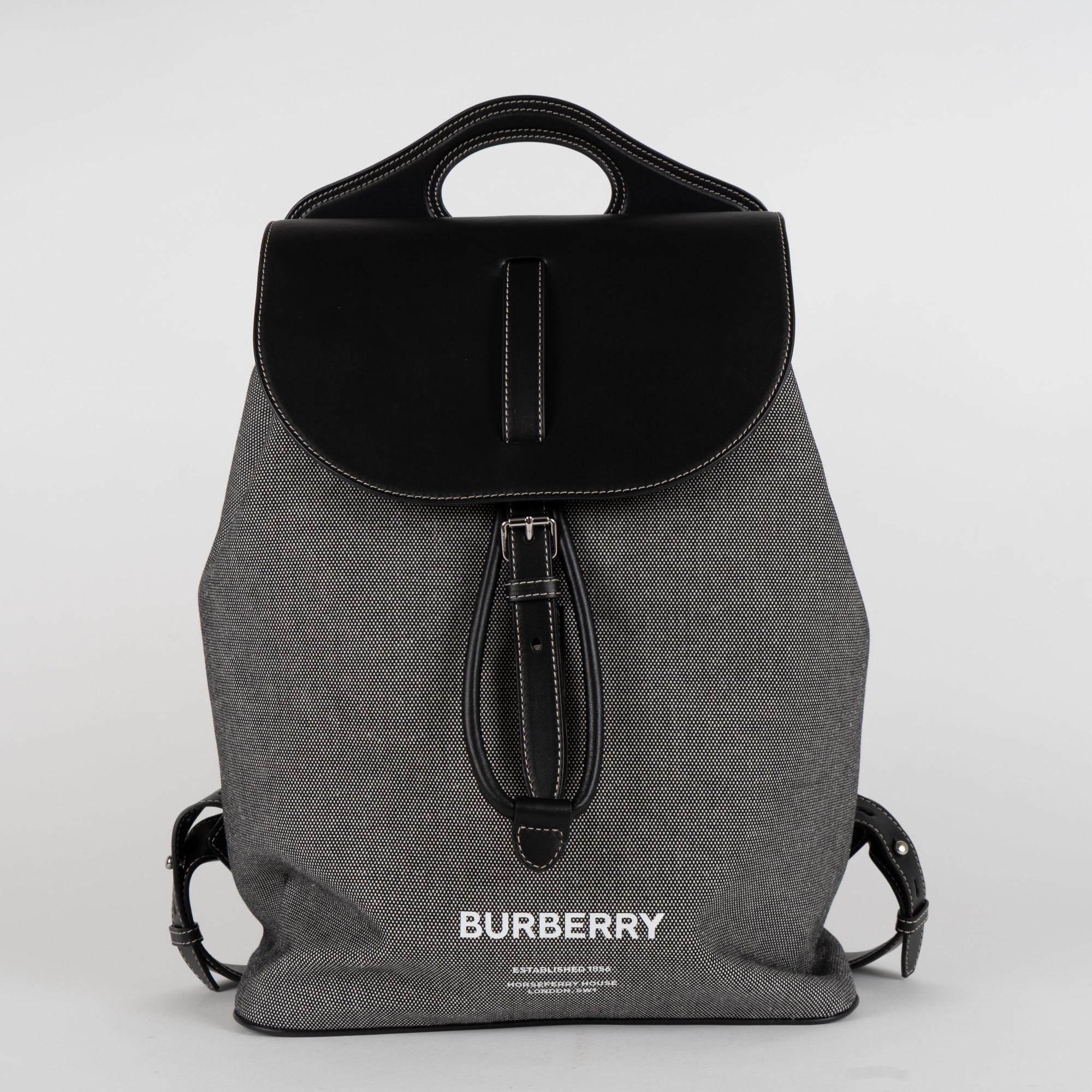 호스페리 프린트 캔버스 레더 포켓 백팩