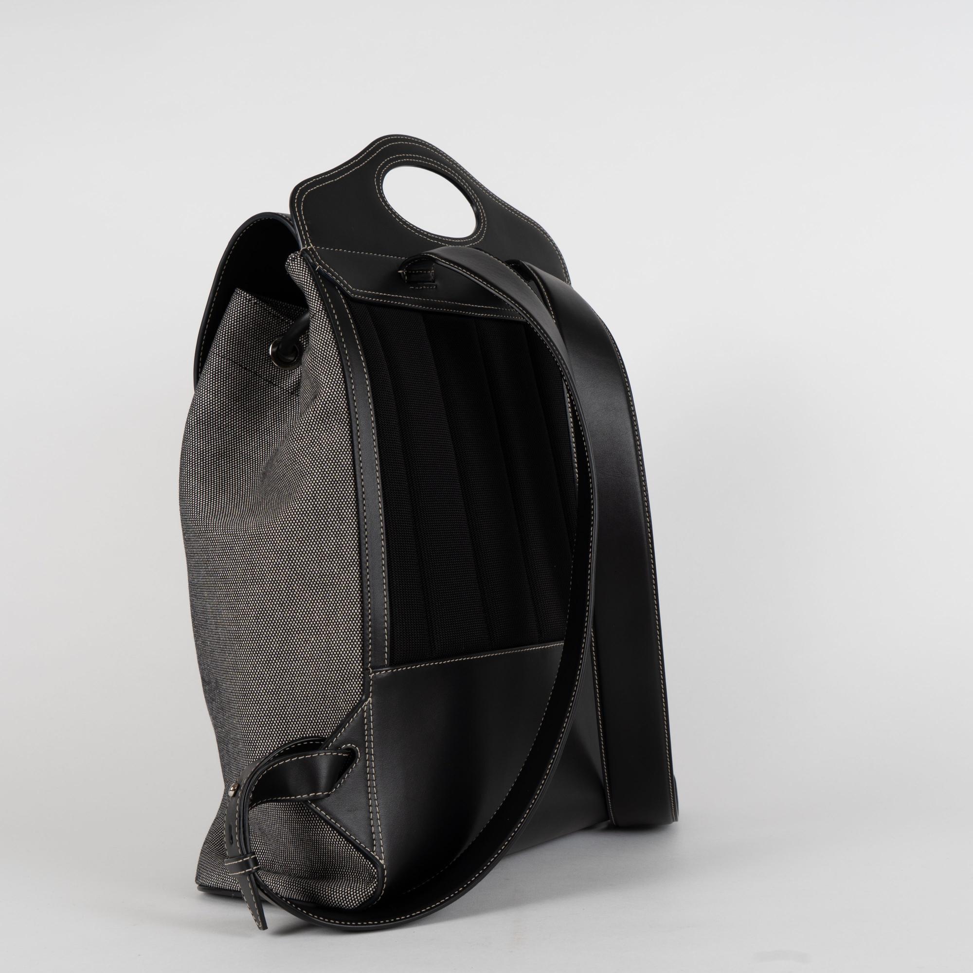 호스페리 프린트 캔버스 레더 포켓 백팩