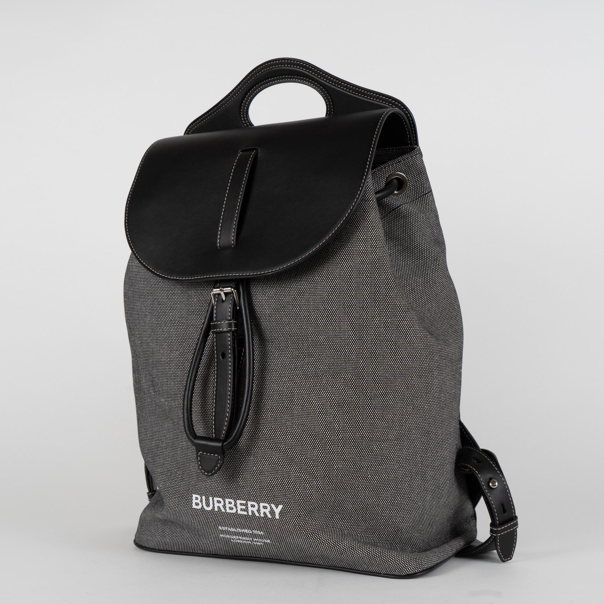 호스페리 프린트 캔버스 레더 포켓 백팩