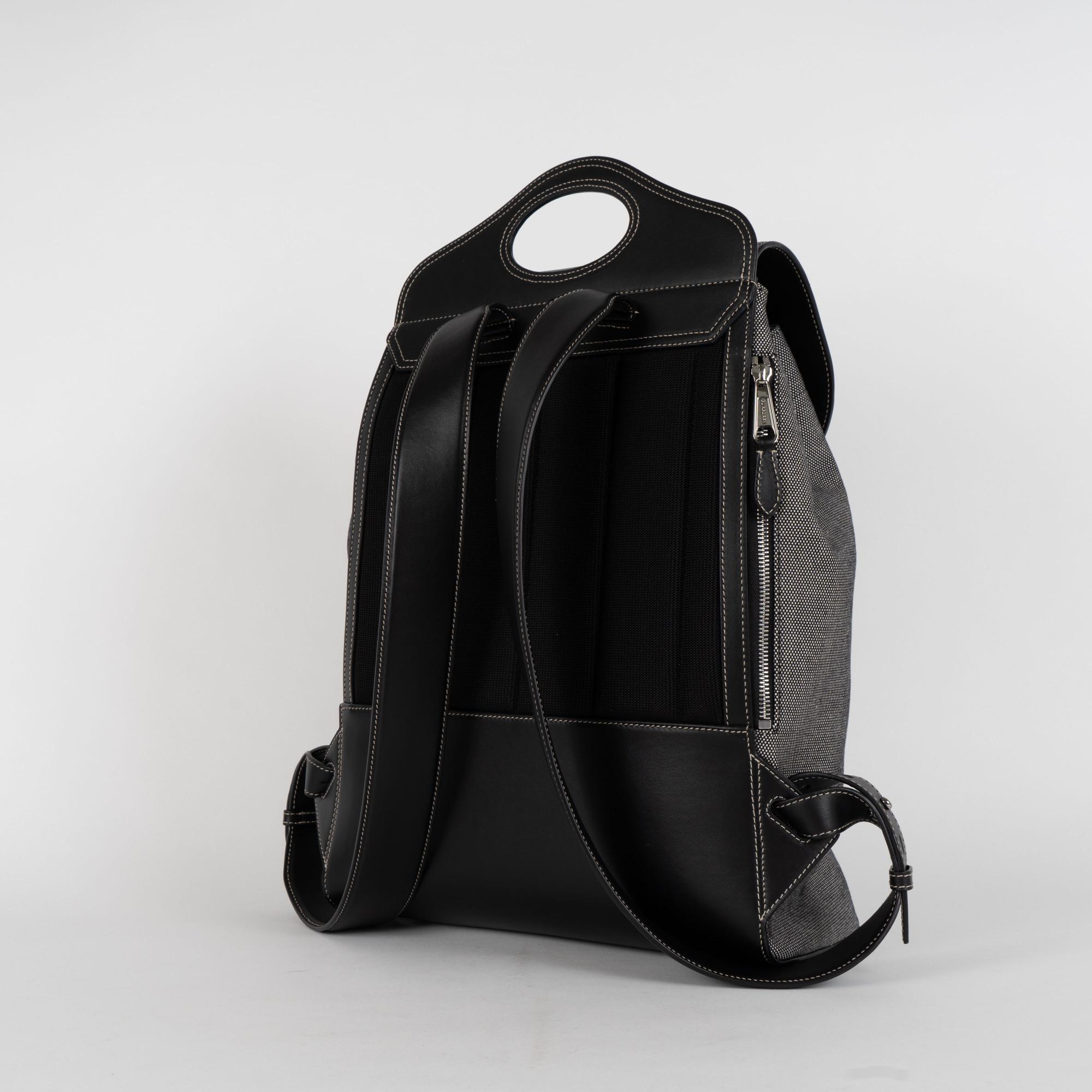 호스페리 프린트 캔버스 레더 포켓 백팩