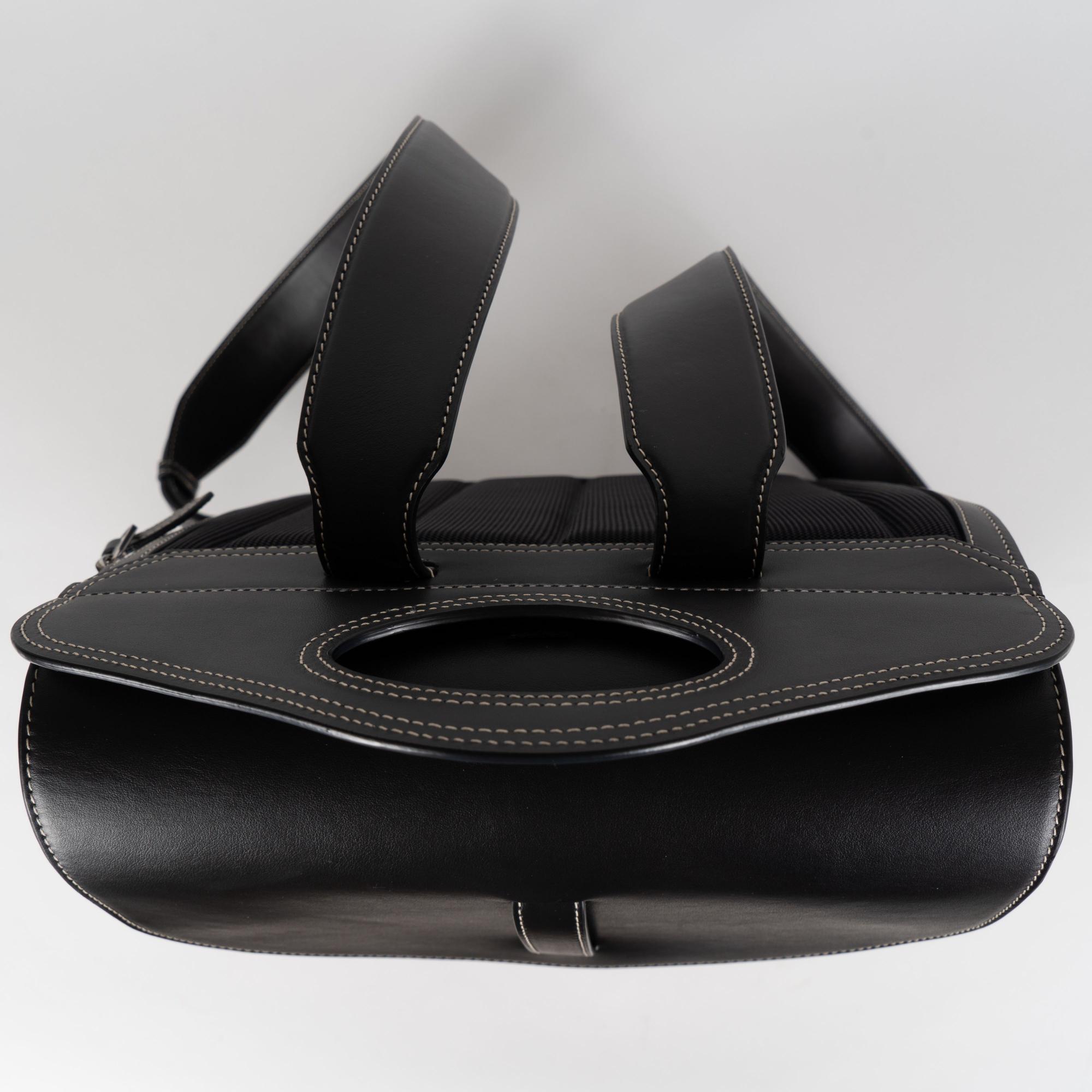 호스페리 프린트 캔버스 레더 포켓 백팩