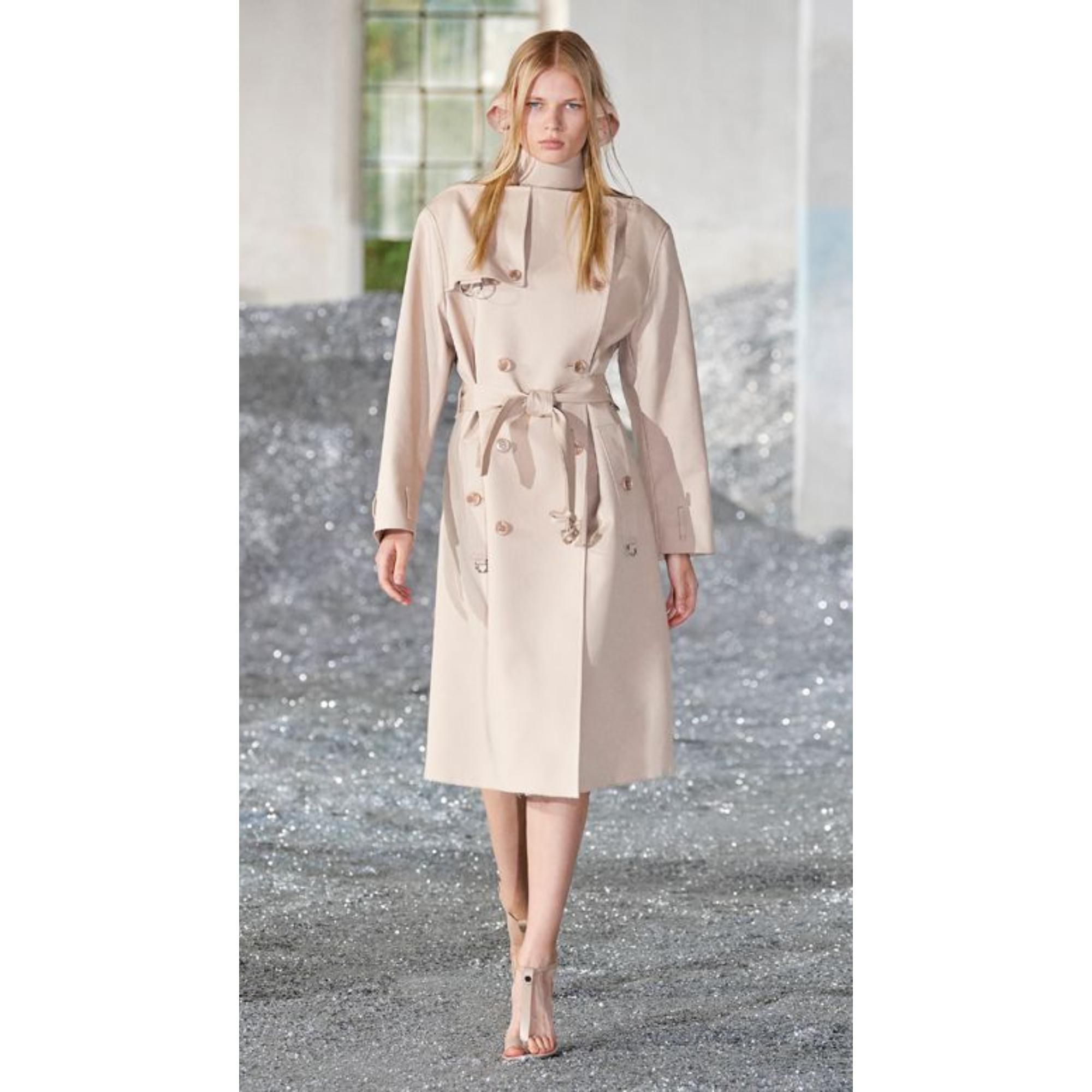 코튼 개버딘 보트넥 트렌치코트