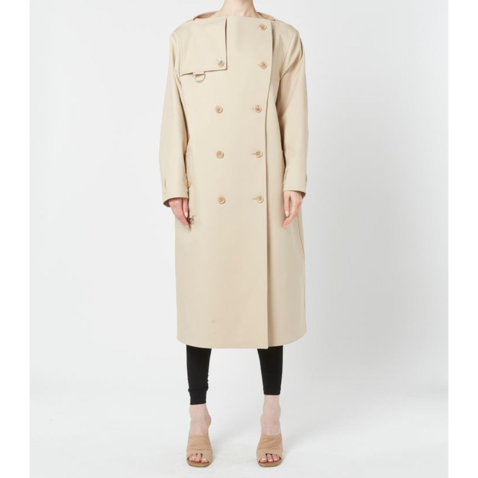 코튼 개버딘 보트넥 트렌치코트