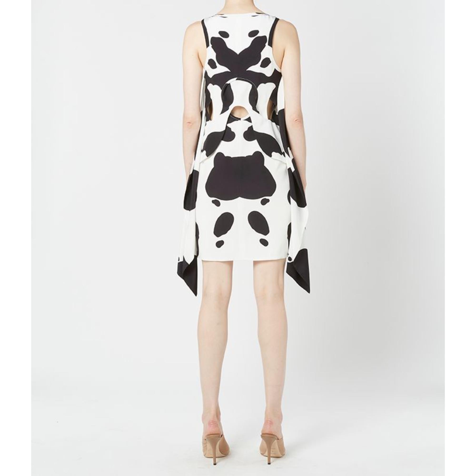 카우 프린트 실크 크레이프 드 신 드레스