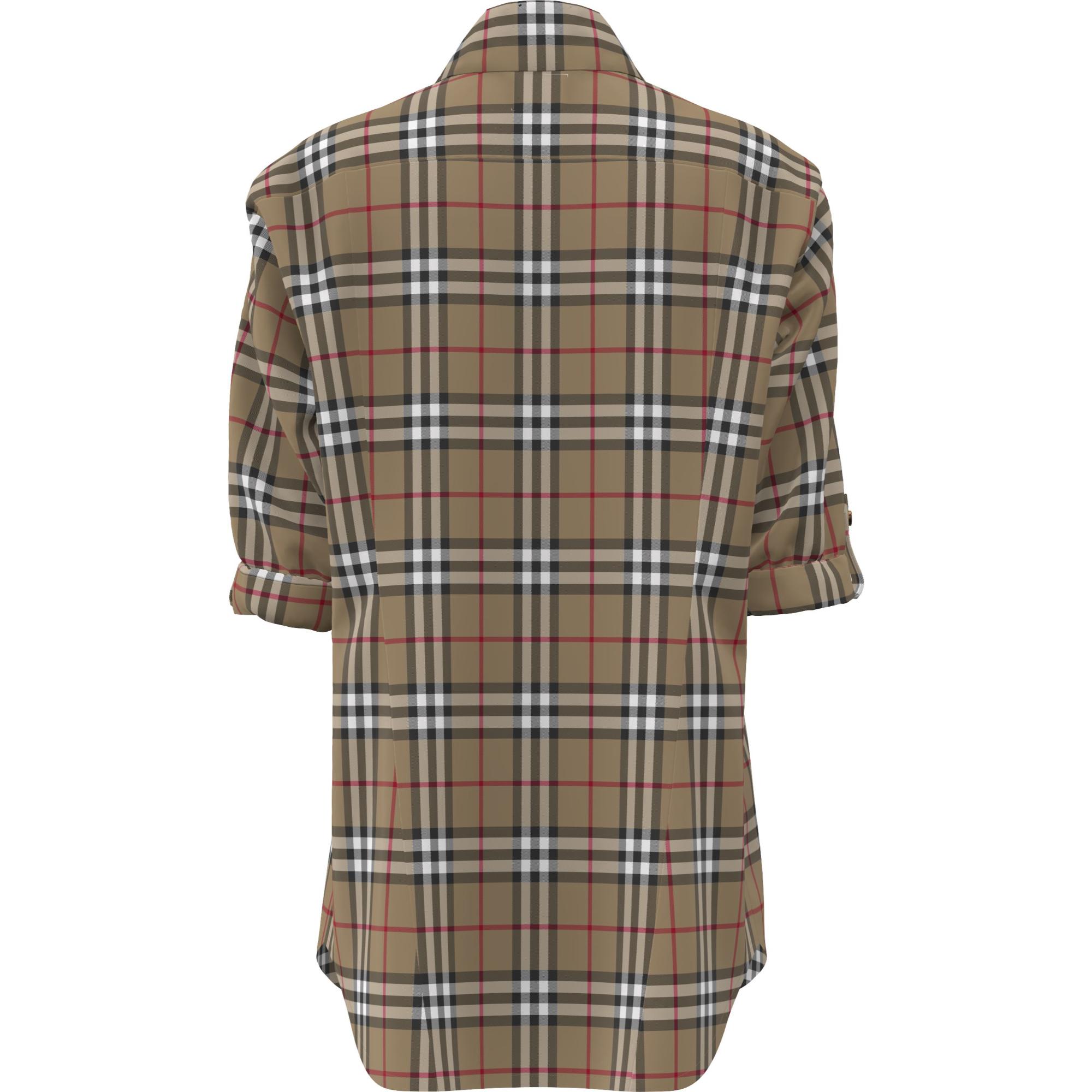 빈티지 체크 스트레치 코튼 트윌 셔츠