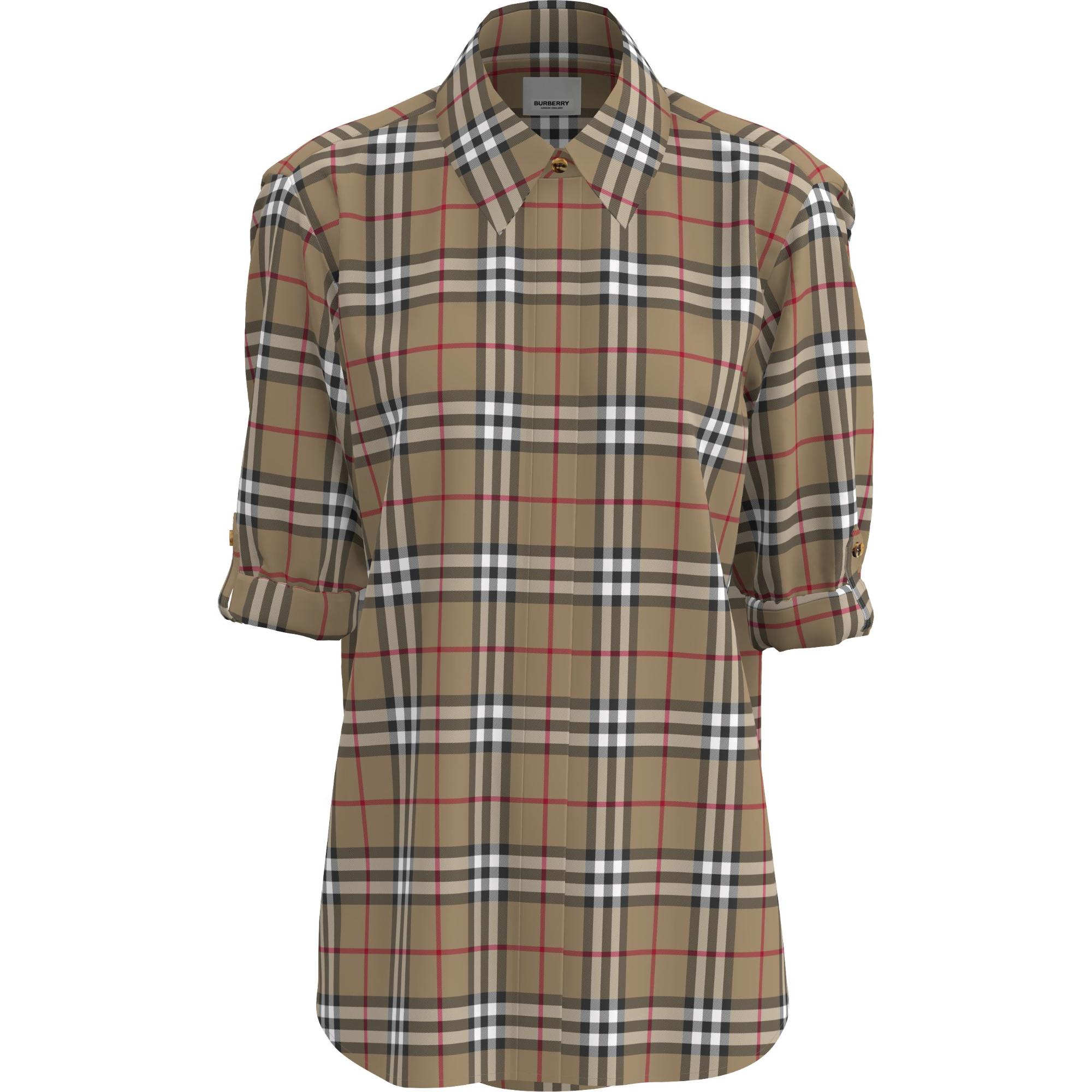 빈티지 체크 스트레치 코튼 트윌 셔츠