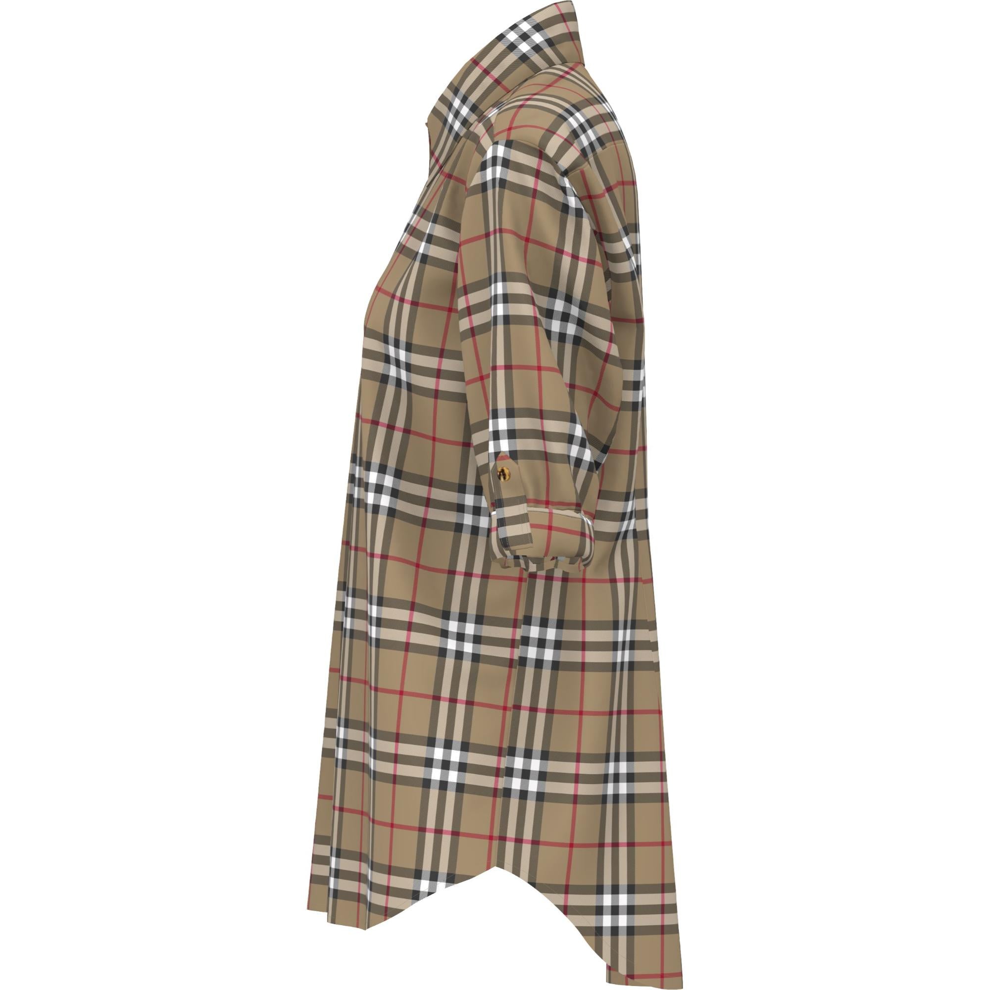 빈티지 체크 스트레치 코튼 트윌 셔츠