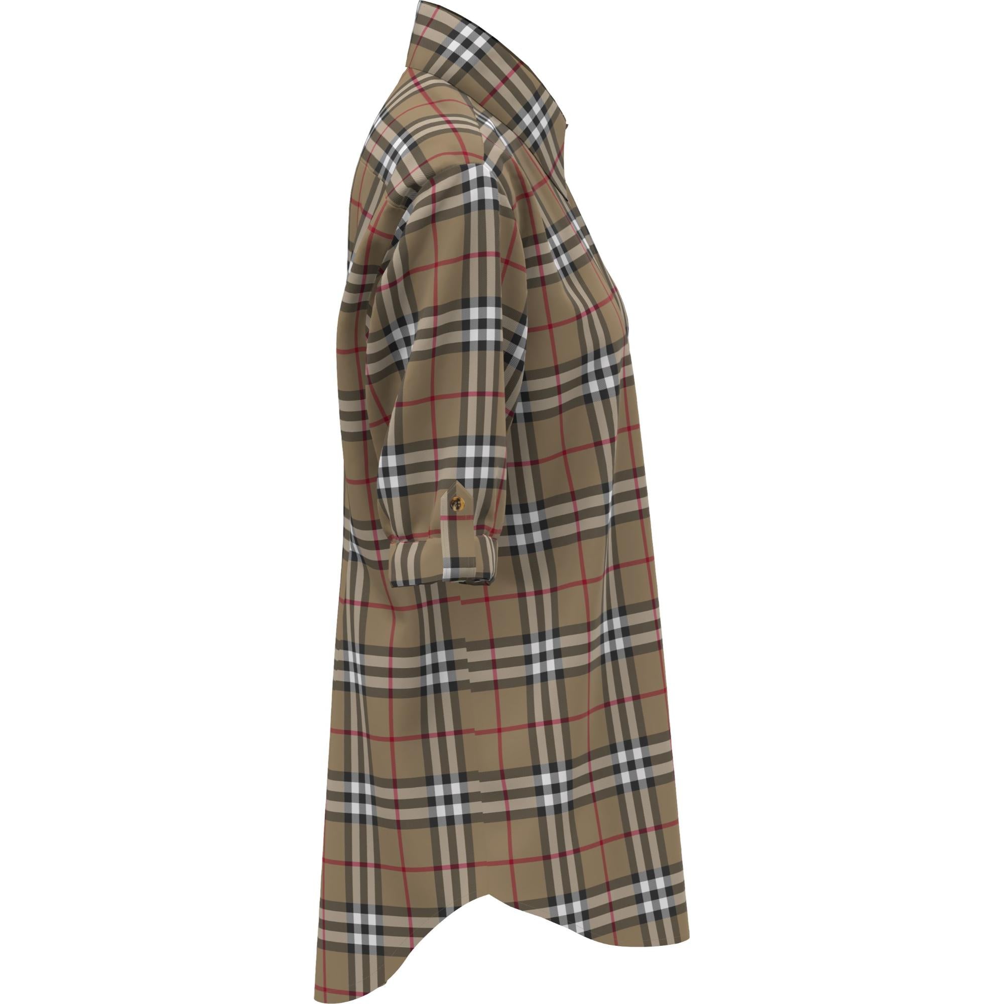 빈티지 체크 스트레치 코튼 트윌 셔츠