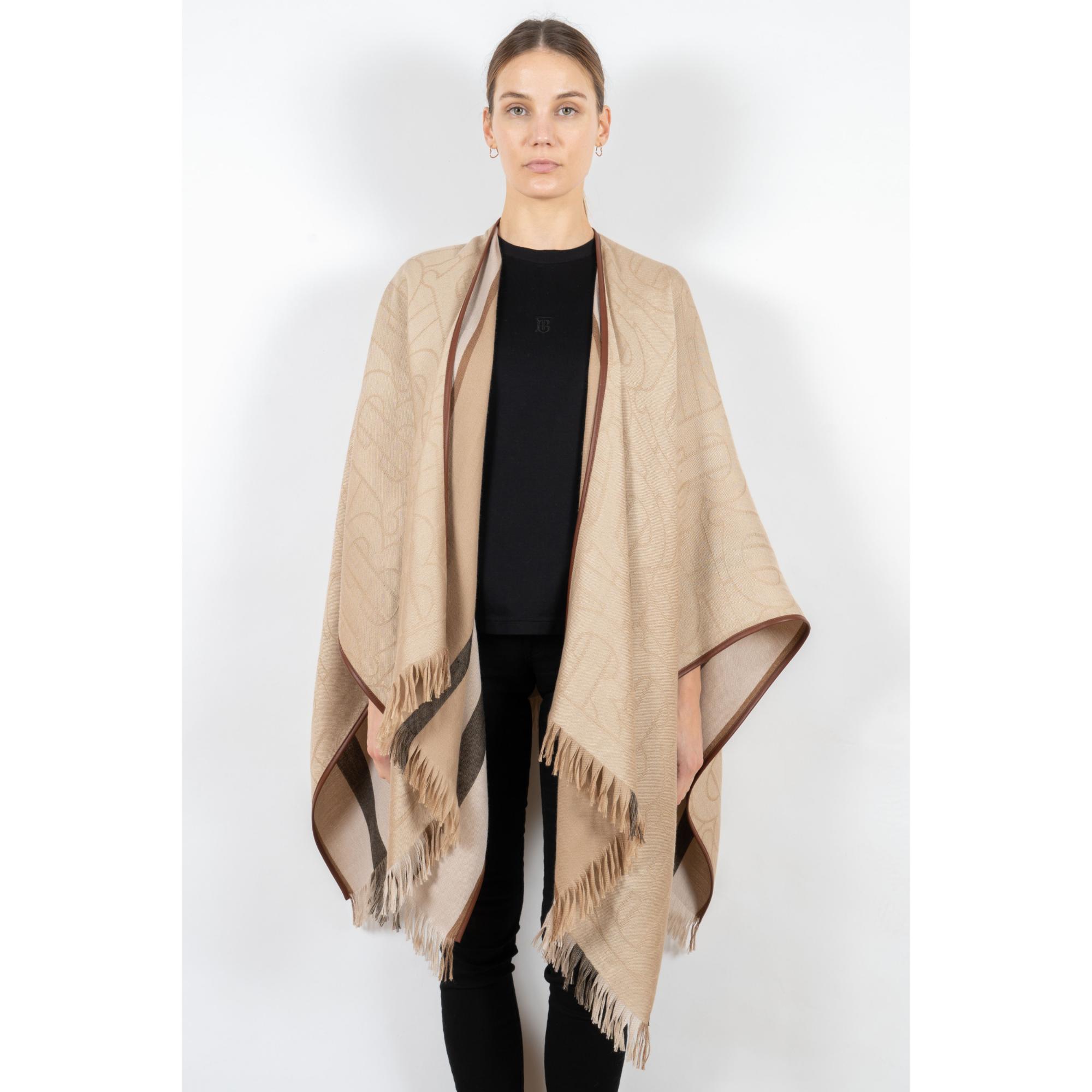 리버시블 모노그램 캐시미어 실크 자카드 케이프