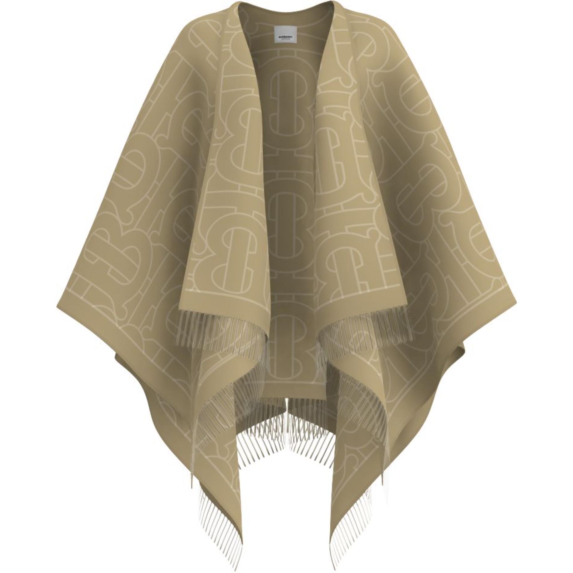 리버시블 모노그램 캐시미어 실크 자카드 케이프