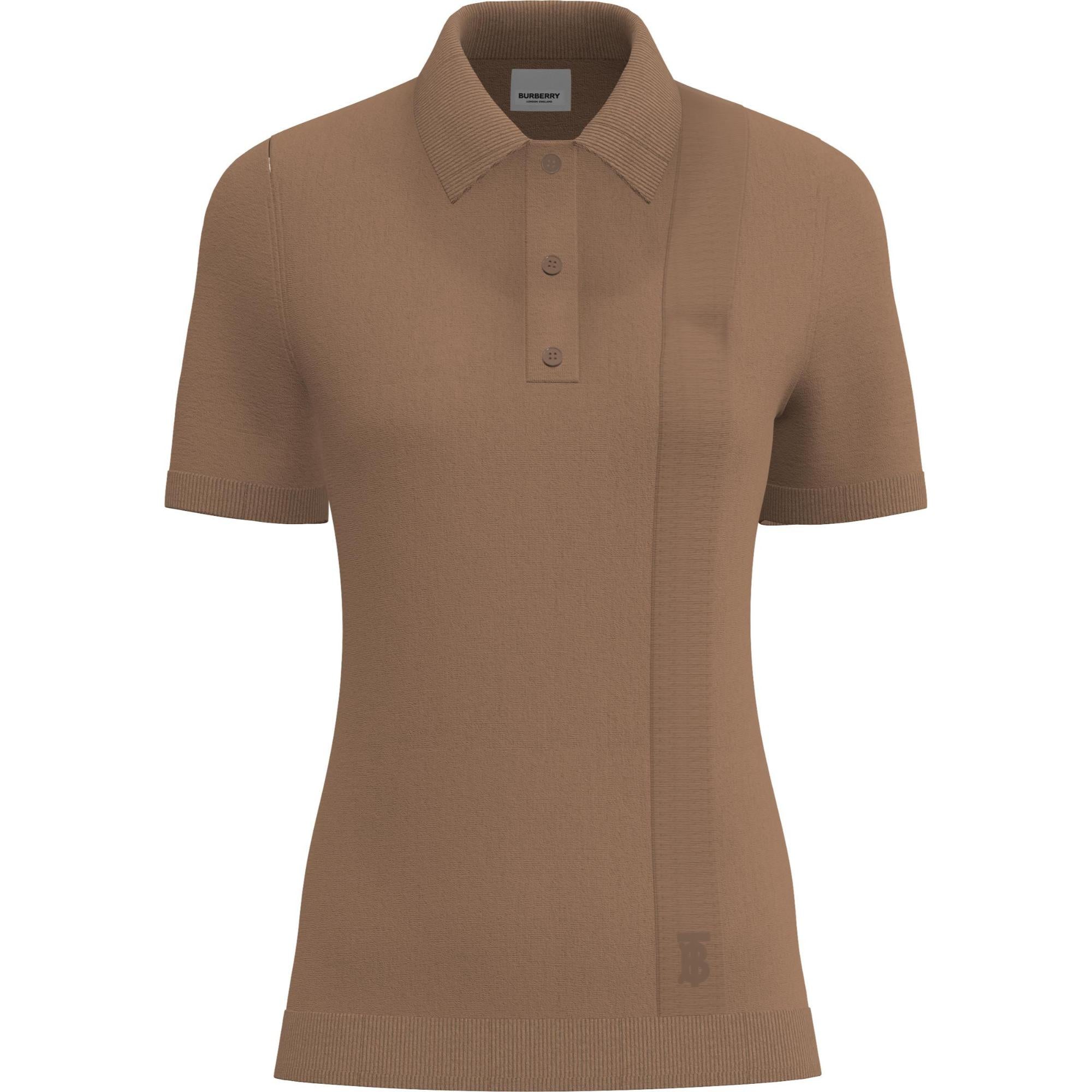 모노그램 모티프 울 실크 캐시미어 폴로셔츠