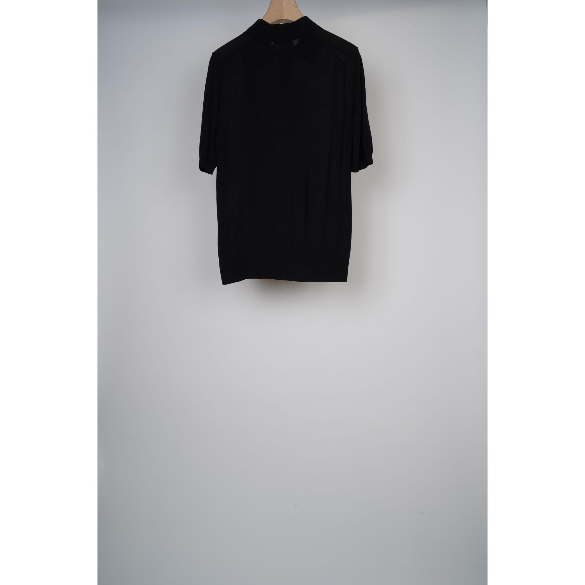 모노그램 모티프 울 실크 캐시미어 폴로셔츠