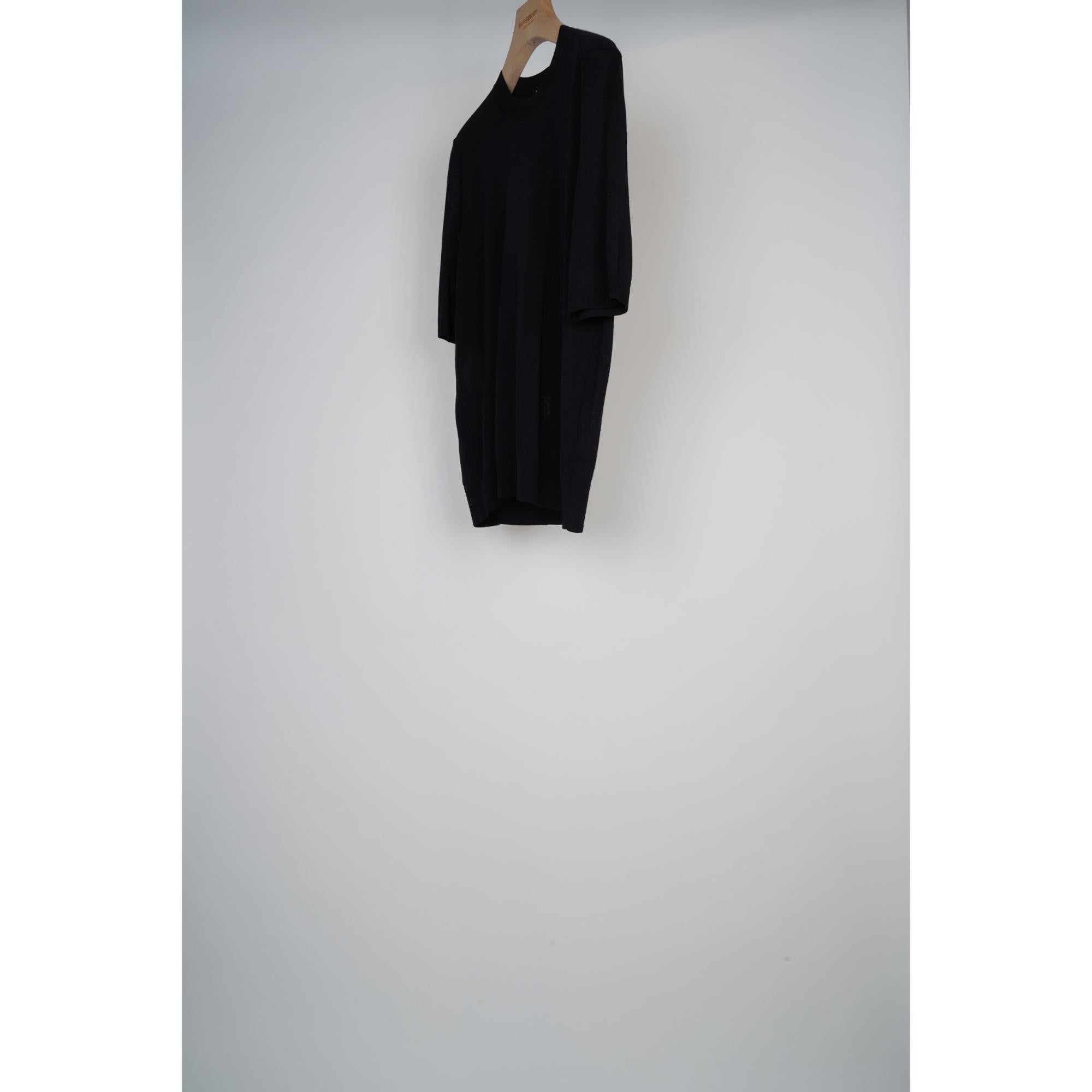 쇼트 슬리브 모노그램 모티프 울 실크 캐시미어 톱