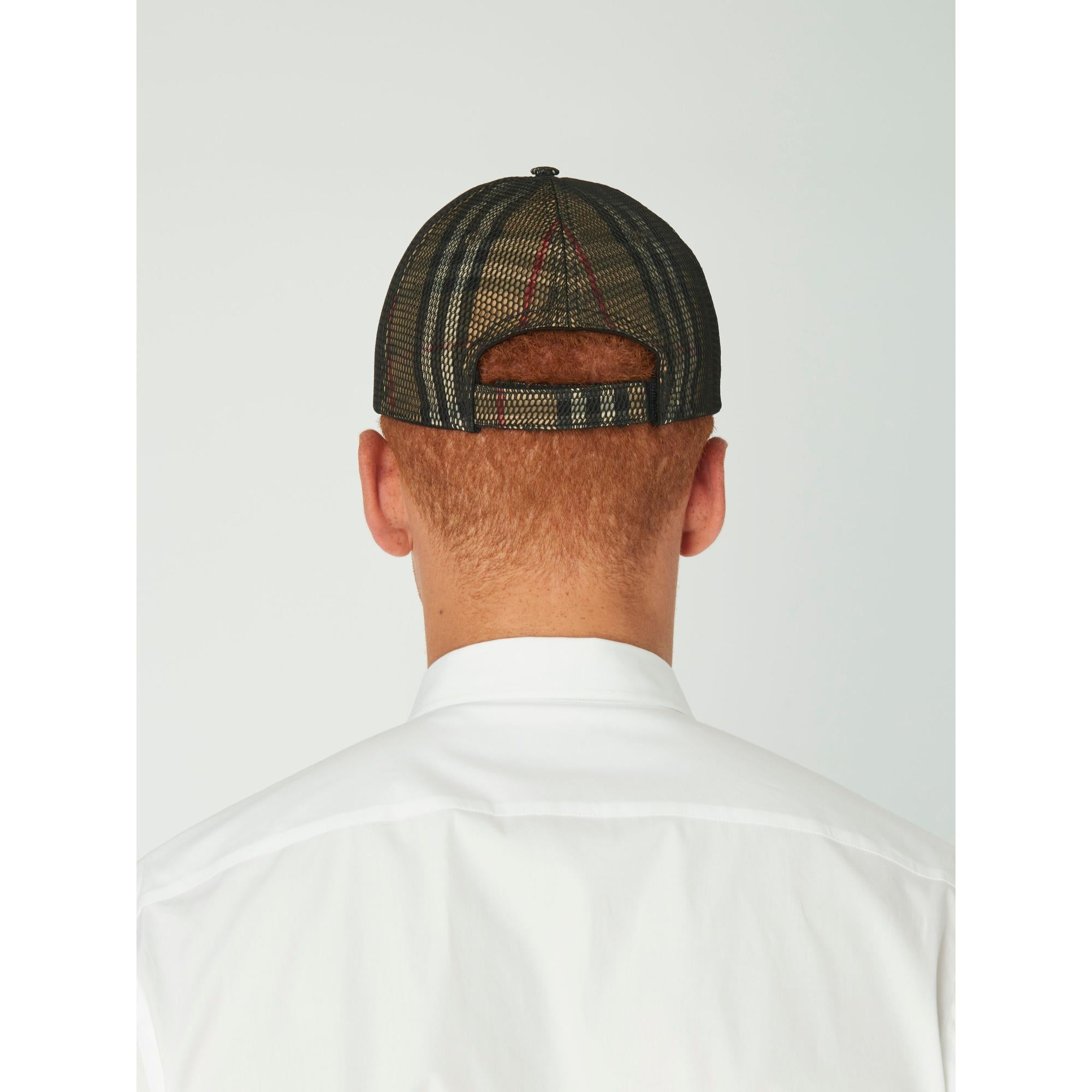 메시 오버레이 체크 야구 모자