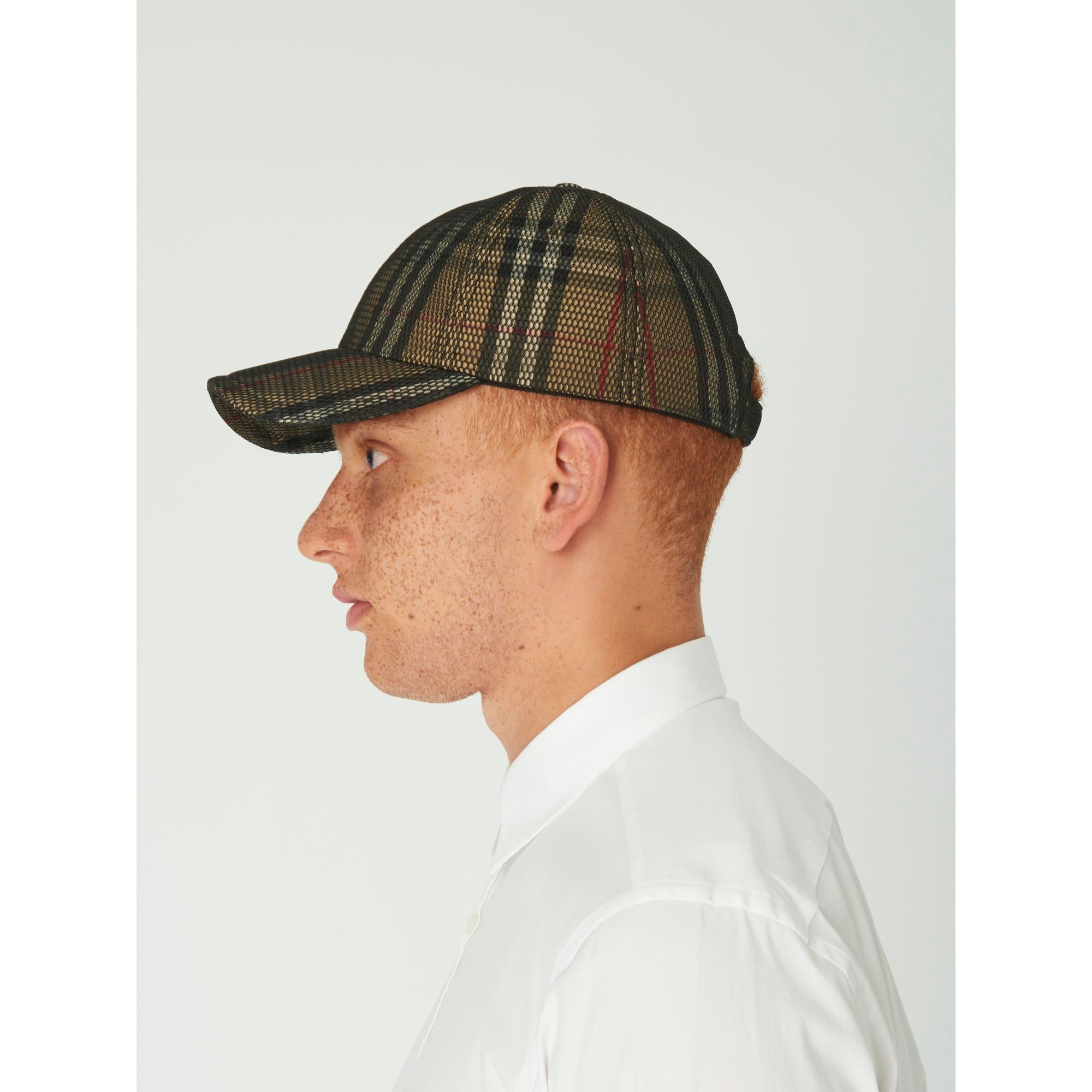 메시 오버레이 체크 야구 모자