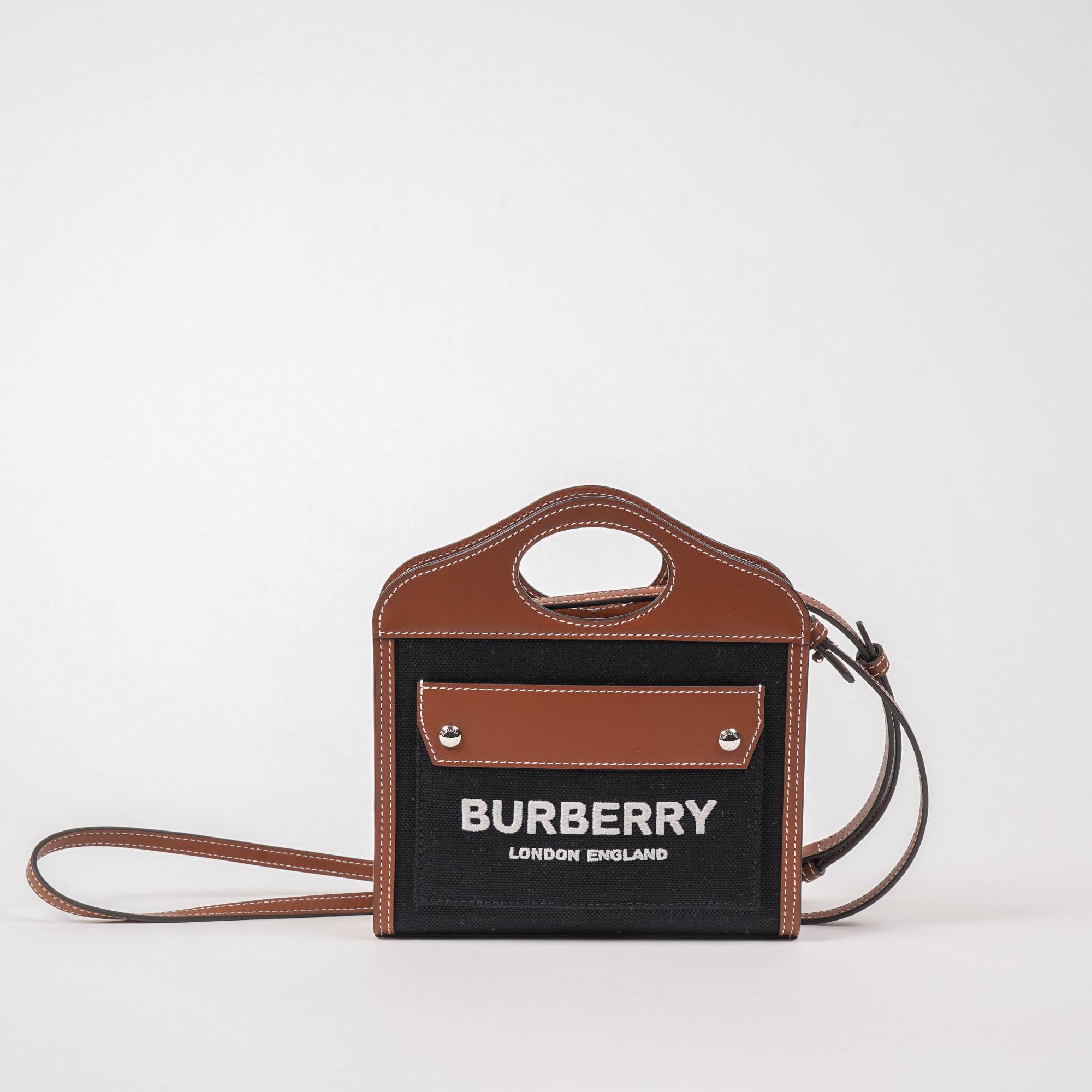 투톤 캔버스 레더 마이크로 포켓 백