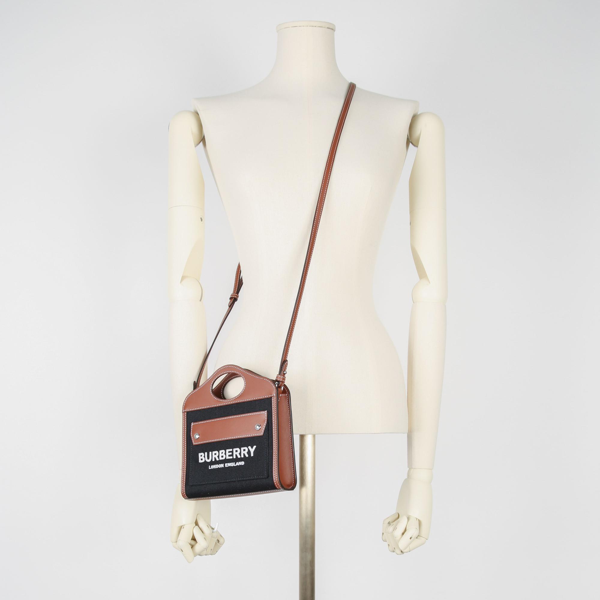 투톤 캔버스 레더 마이크로 포켓 백