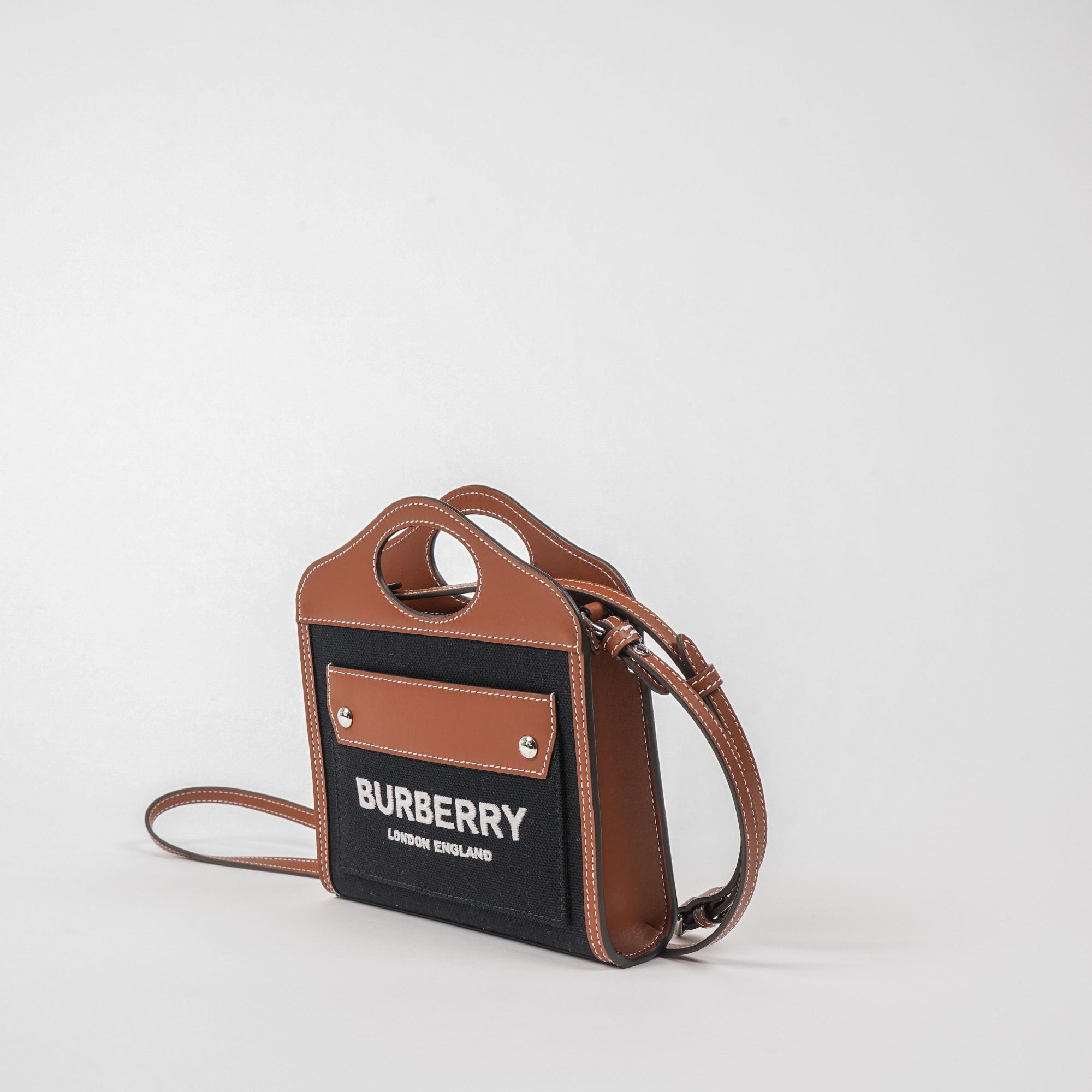 투톤 캔버스 레더 마이크로 포켓 백