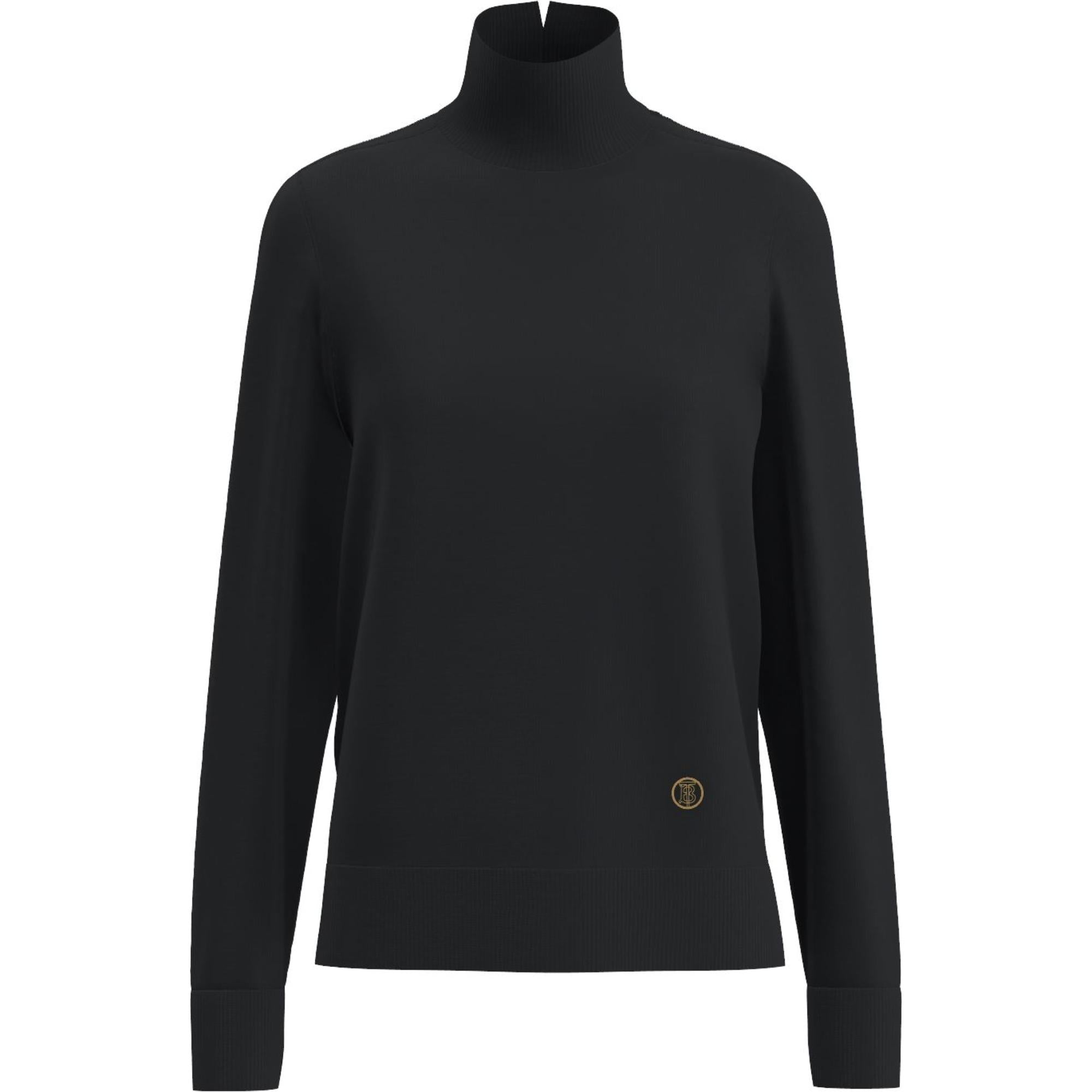 모노그램 모티프 울 실크 퍼넬넥 스웨터