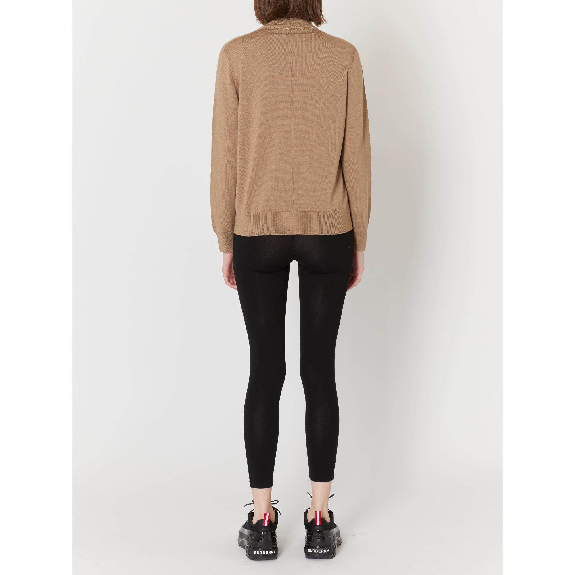 모노그램 모티프 울 실크 퍼넬넥 스웨터