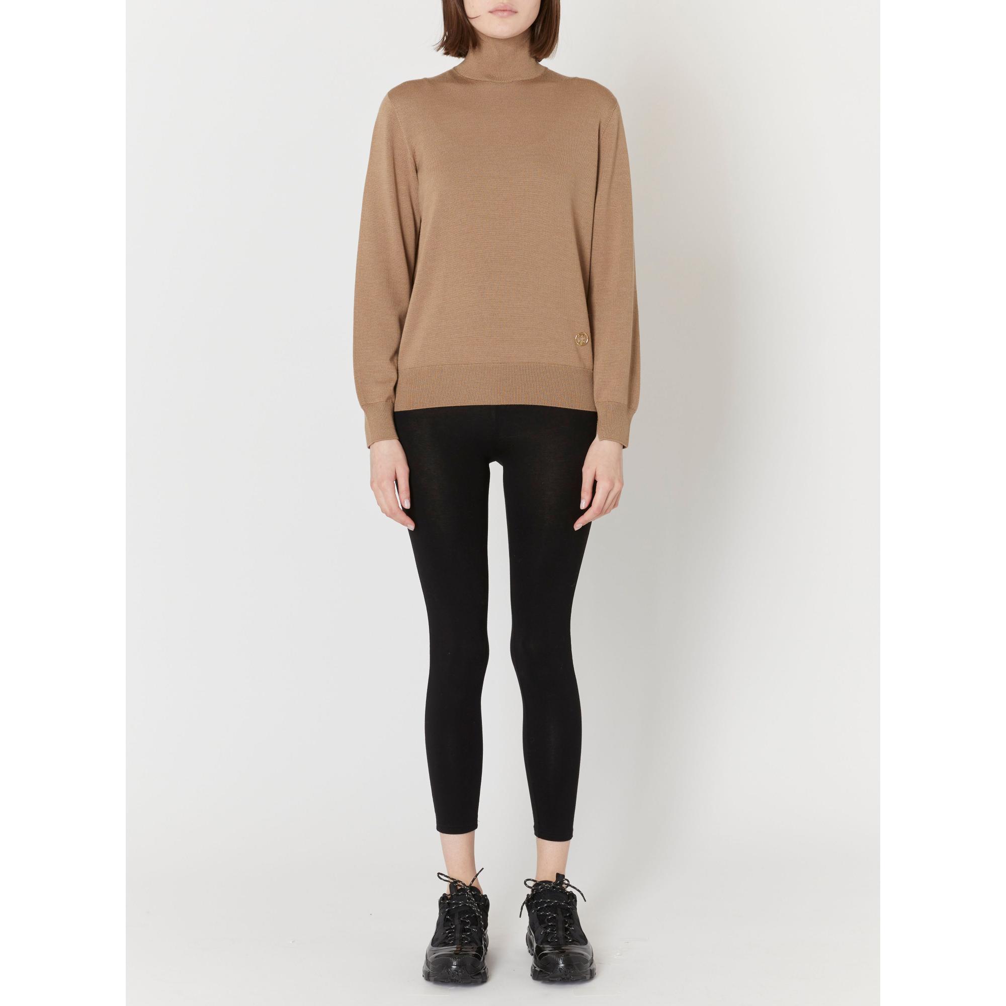 모노그램 모티프 울 실크 퍼넬넥 스웨터