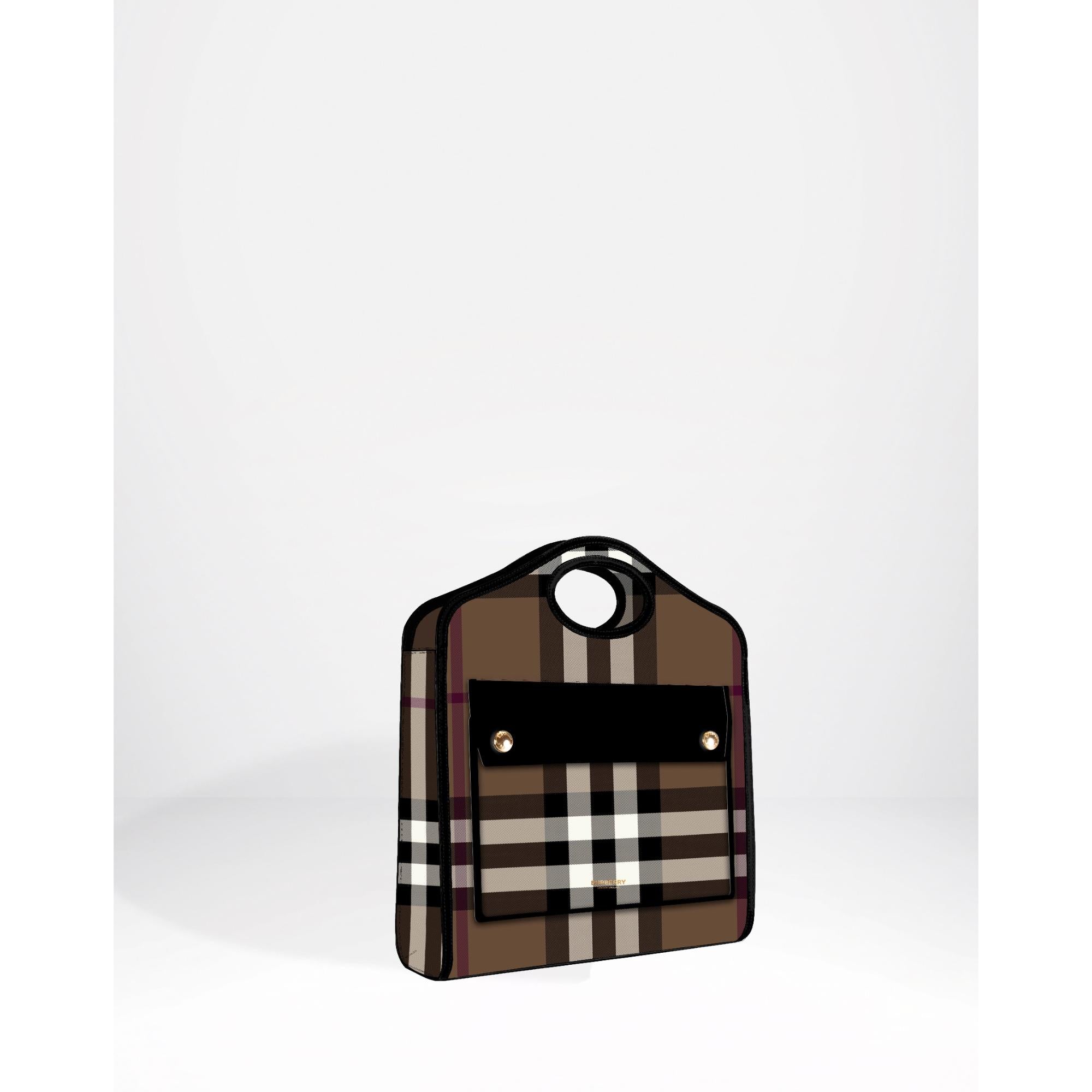 니트 체크 레더 미니 포켓 백