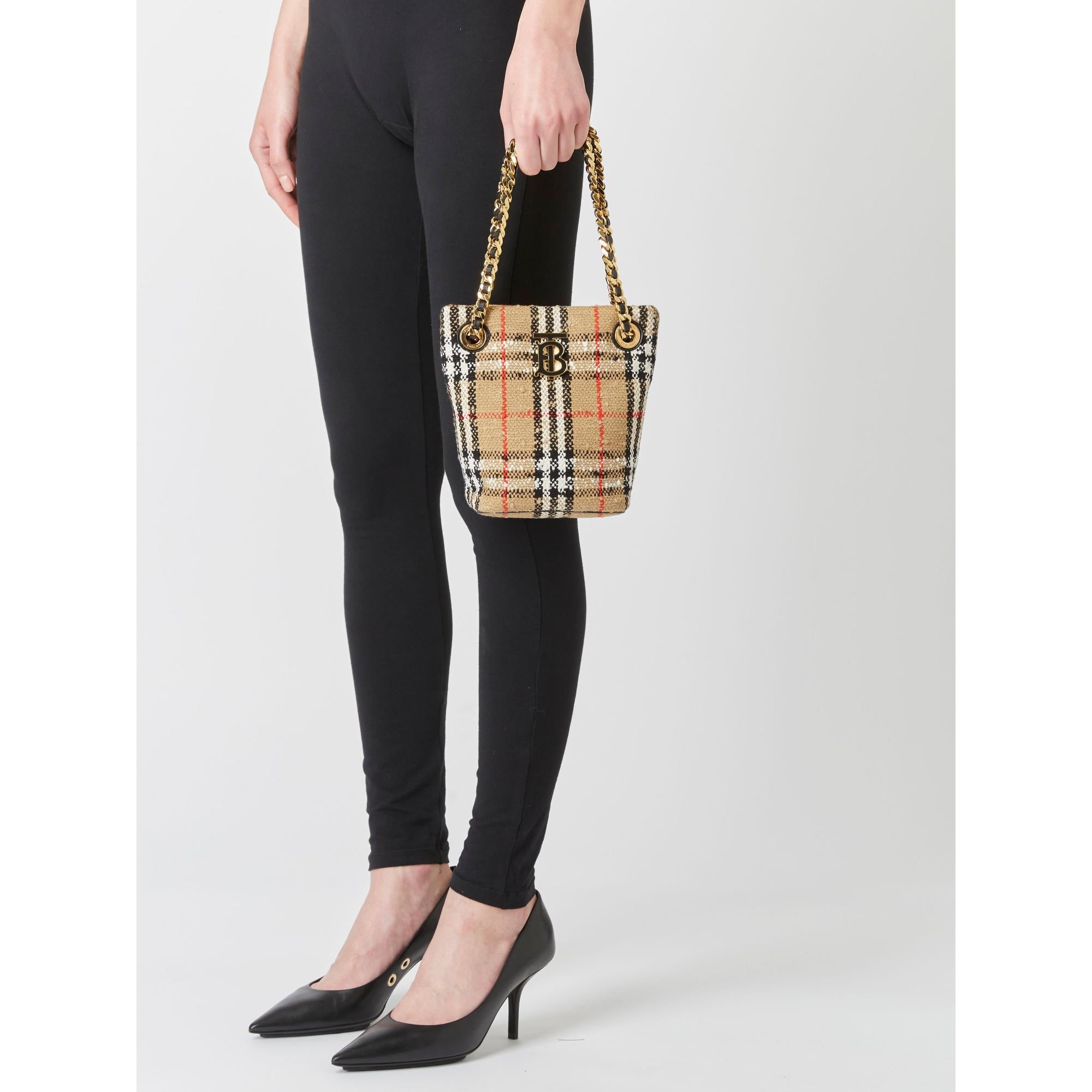 빈티지 체크 부클레 미니 롤라 버킷 백