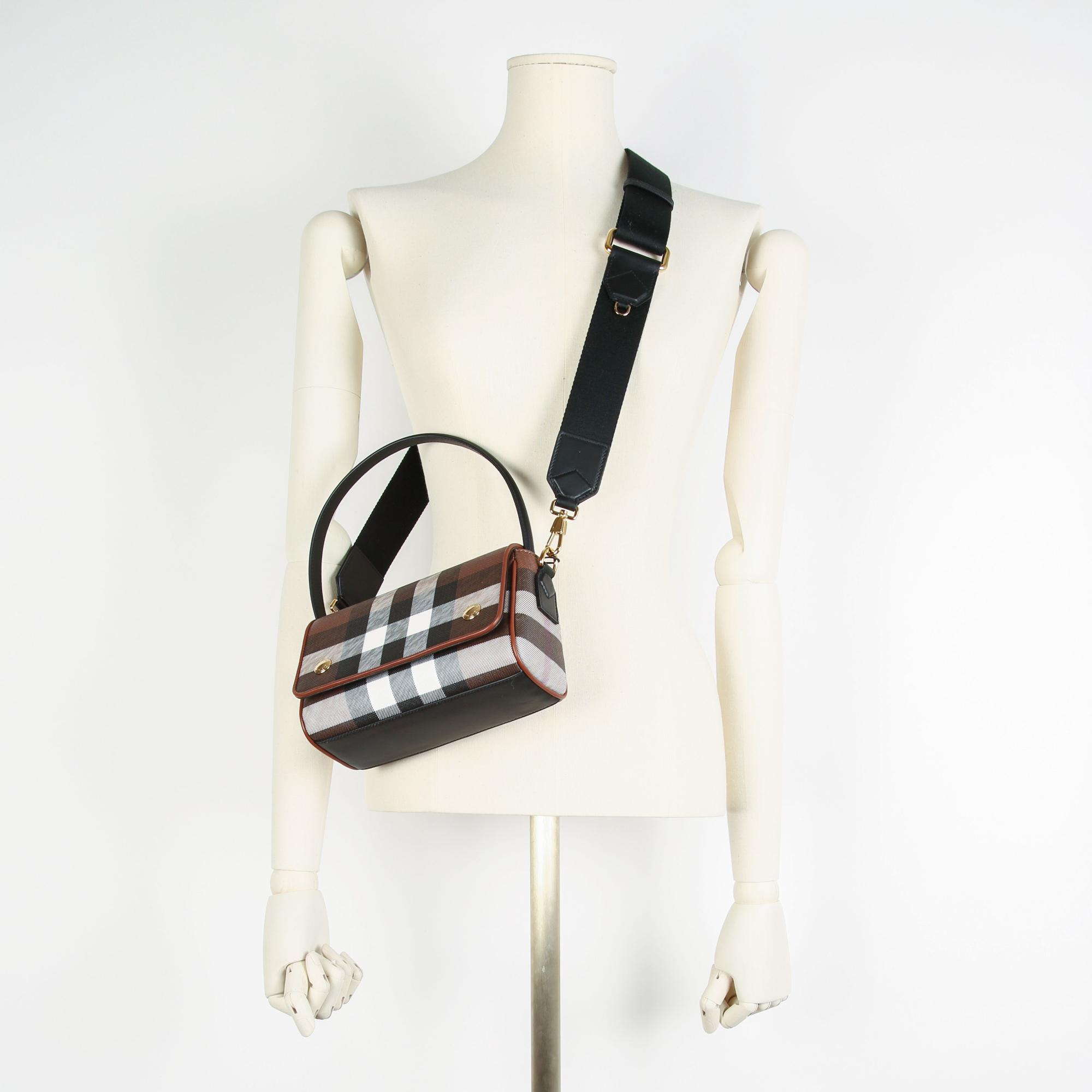 체크 레더 크로스바디 백