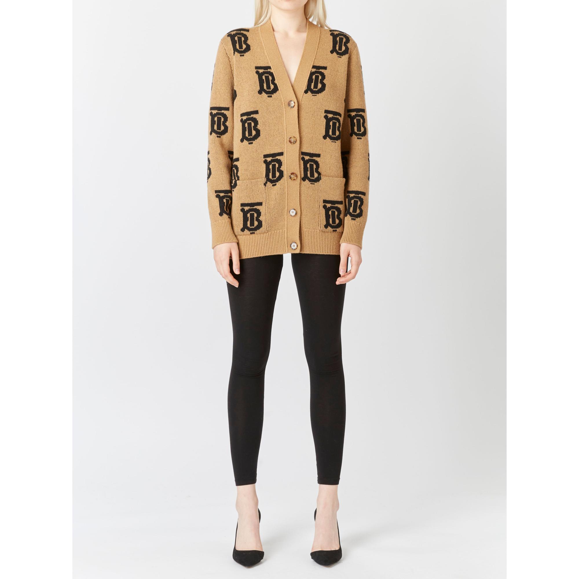 모노그램 모티프 울 자카드 카디건