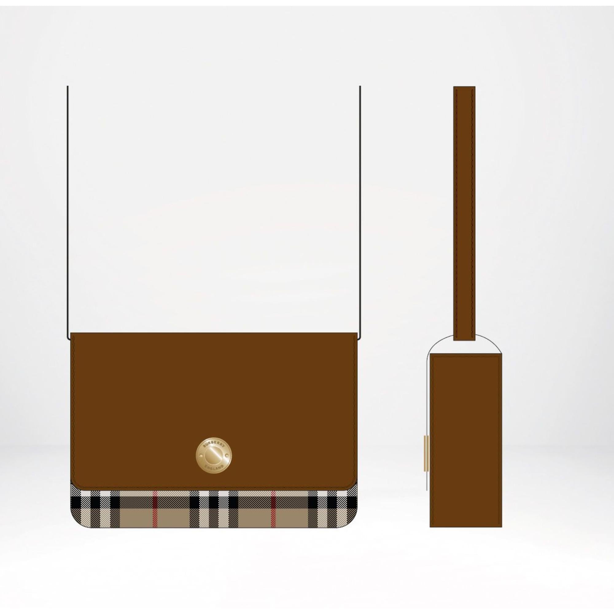 빈티지 체크 레더 미니 노트 백