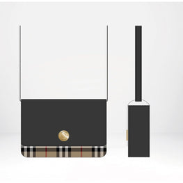 빈티지 체크 레더 미니 노트 백