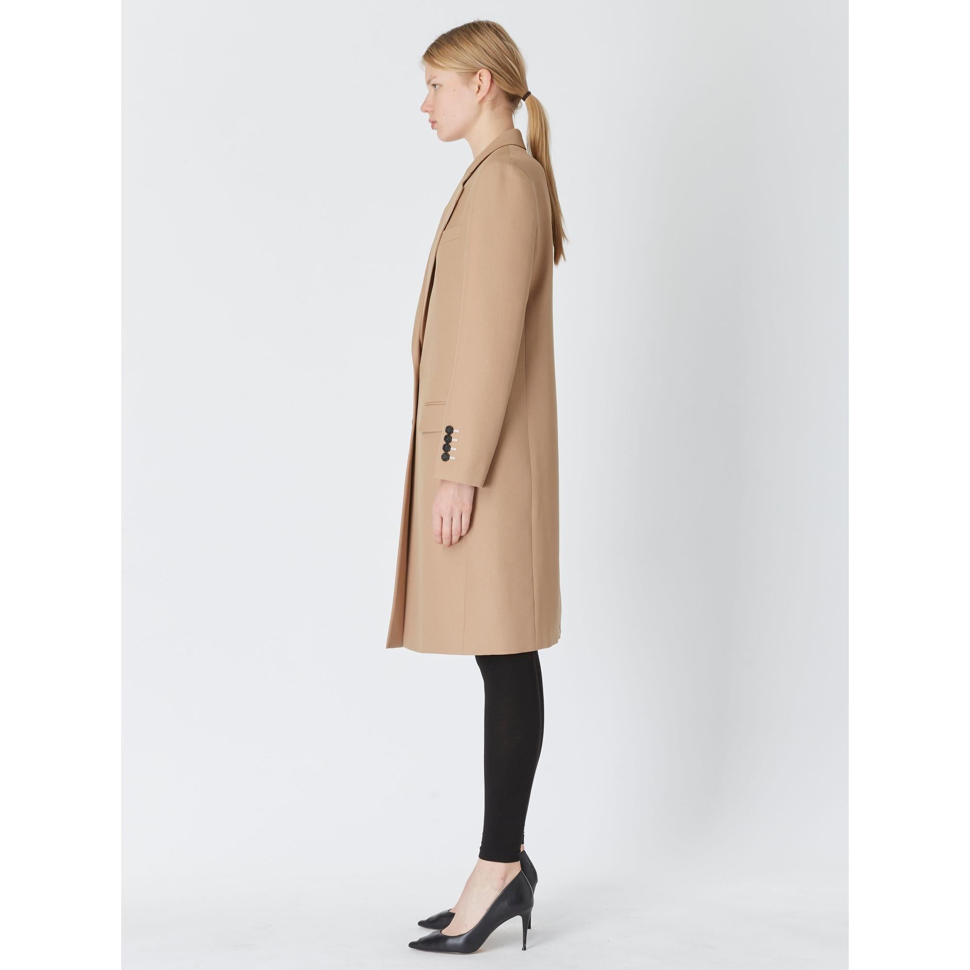 울 코튼 테일러드 코트