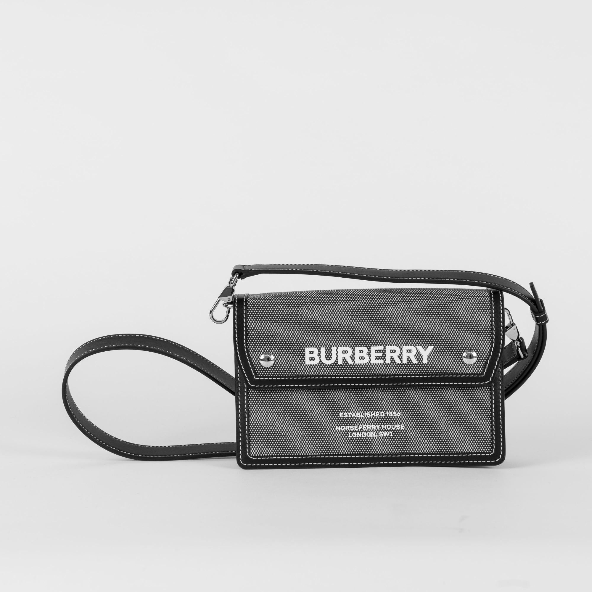 호스페리 프린트 캔버스 레더 크로스바디 백