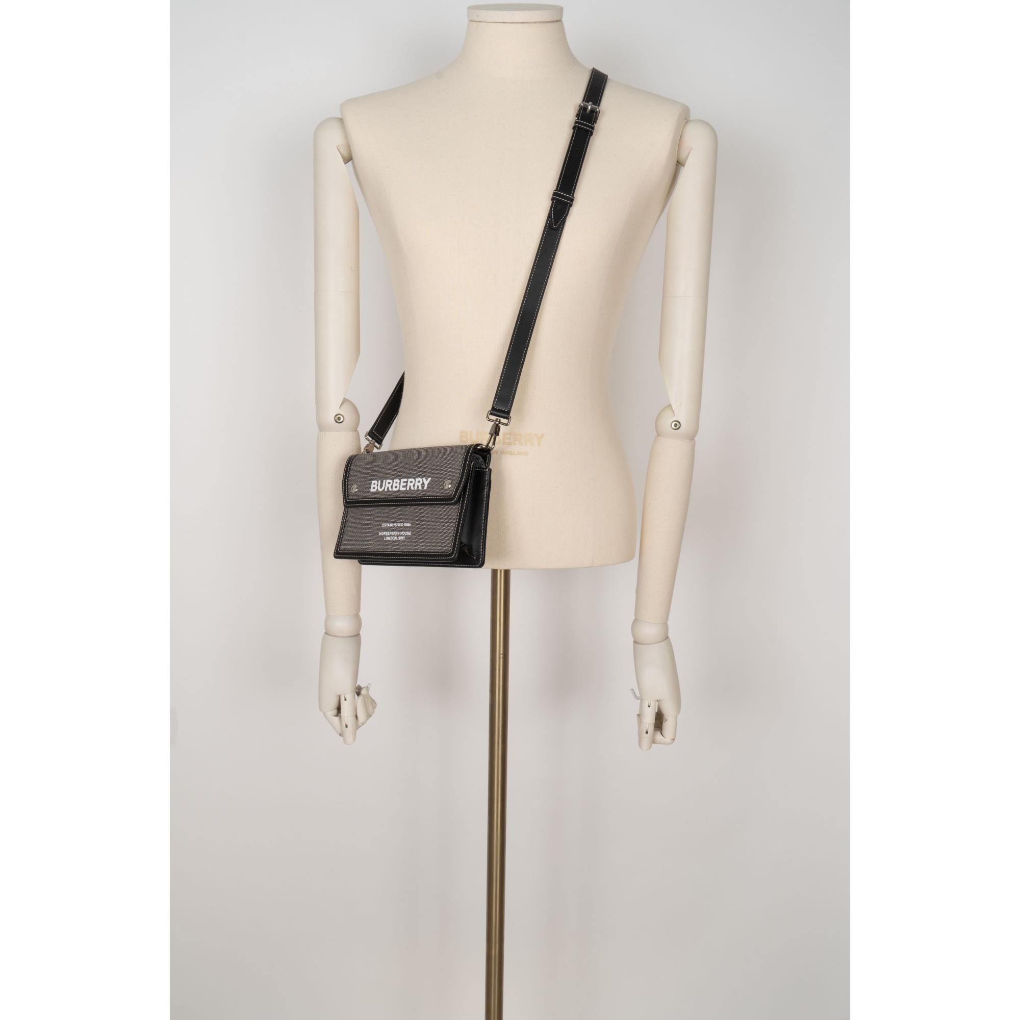 호스페리 프린트 캔버스 레더 크로스바디 백