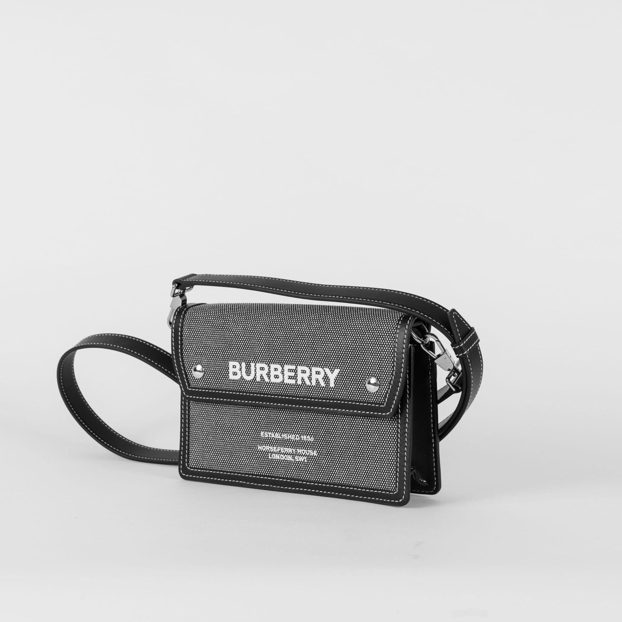 호스페리 프린트 캔버스 레더 크로스바디 백