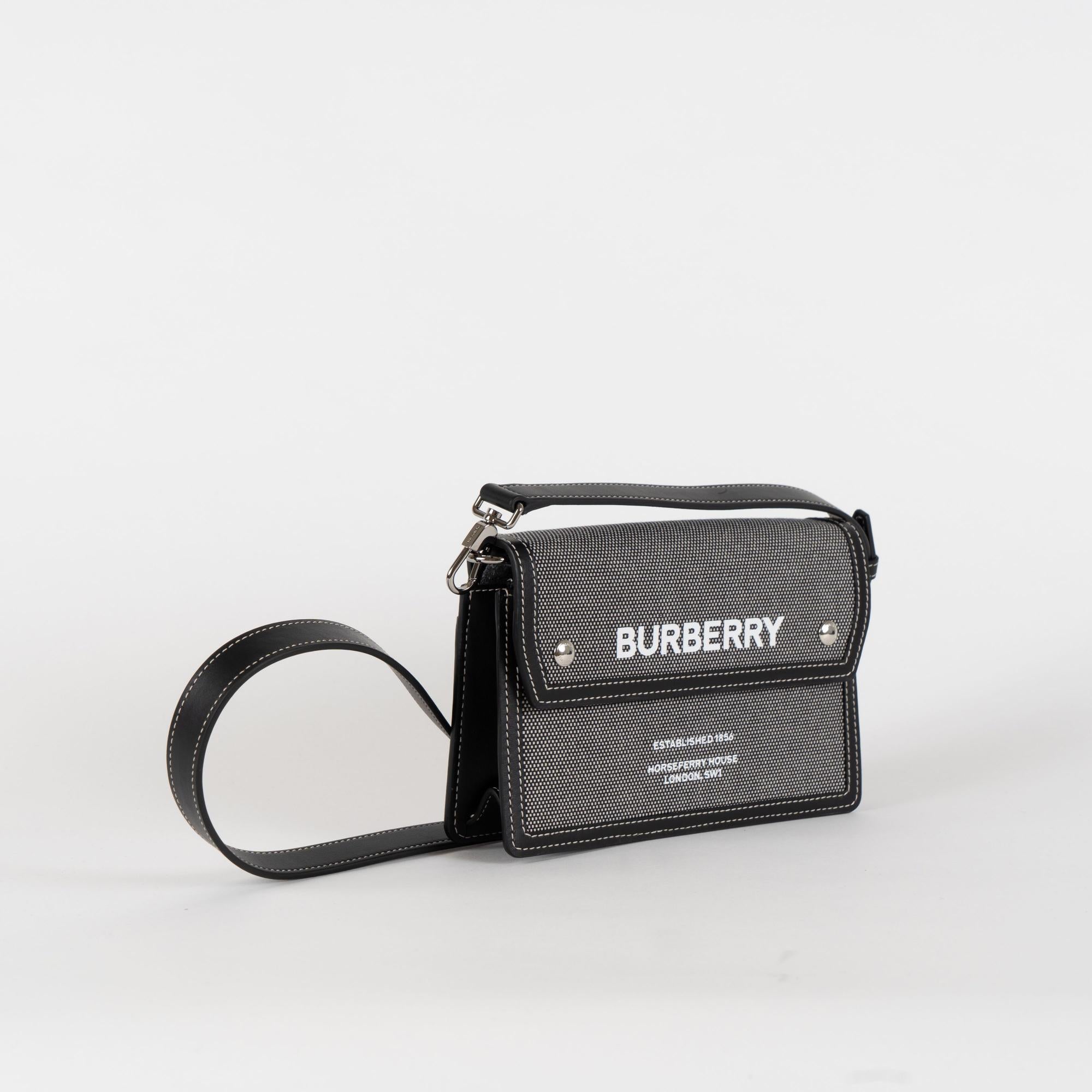 호스페리 프린트 캔버스 레더 크로스바디 백