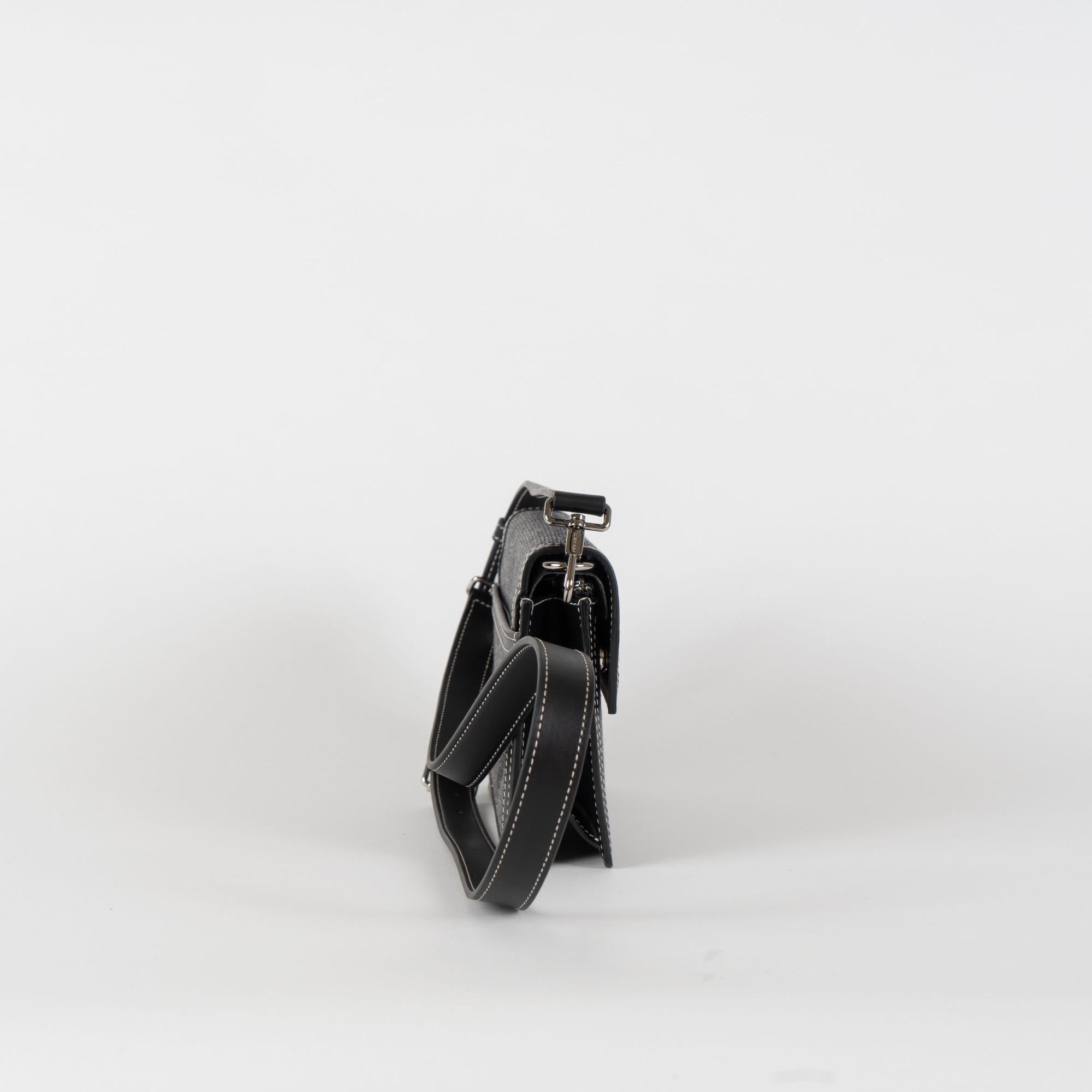 호스페리 프린트 캔버스 레더 크로스바디 백