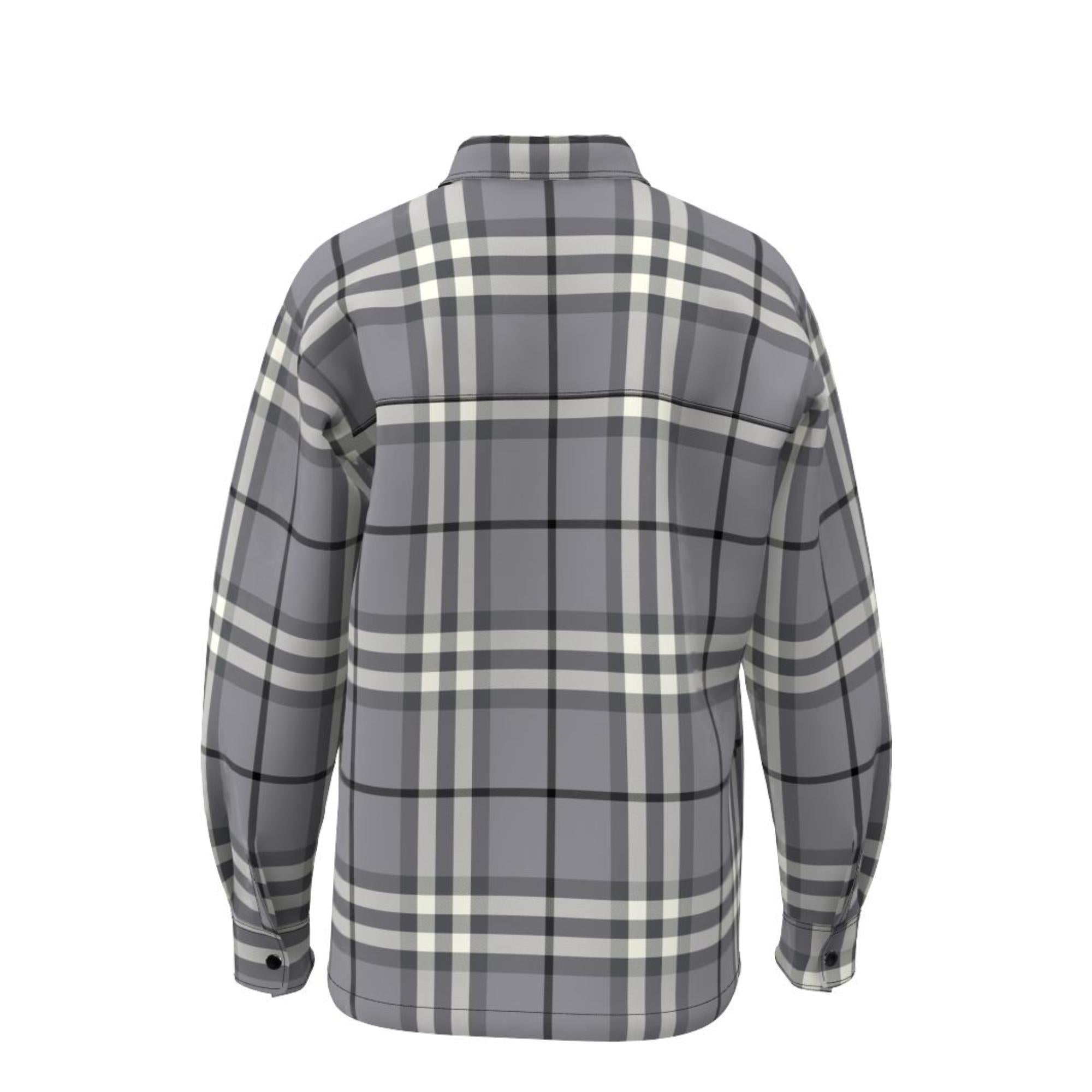 체크 코튼 지퍼 프런트 셔츠