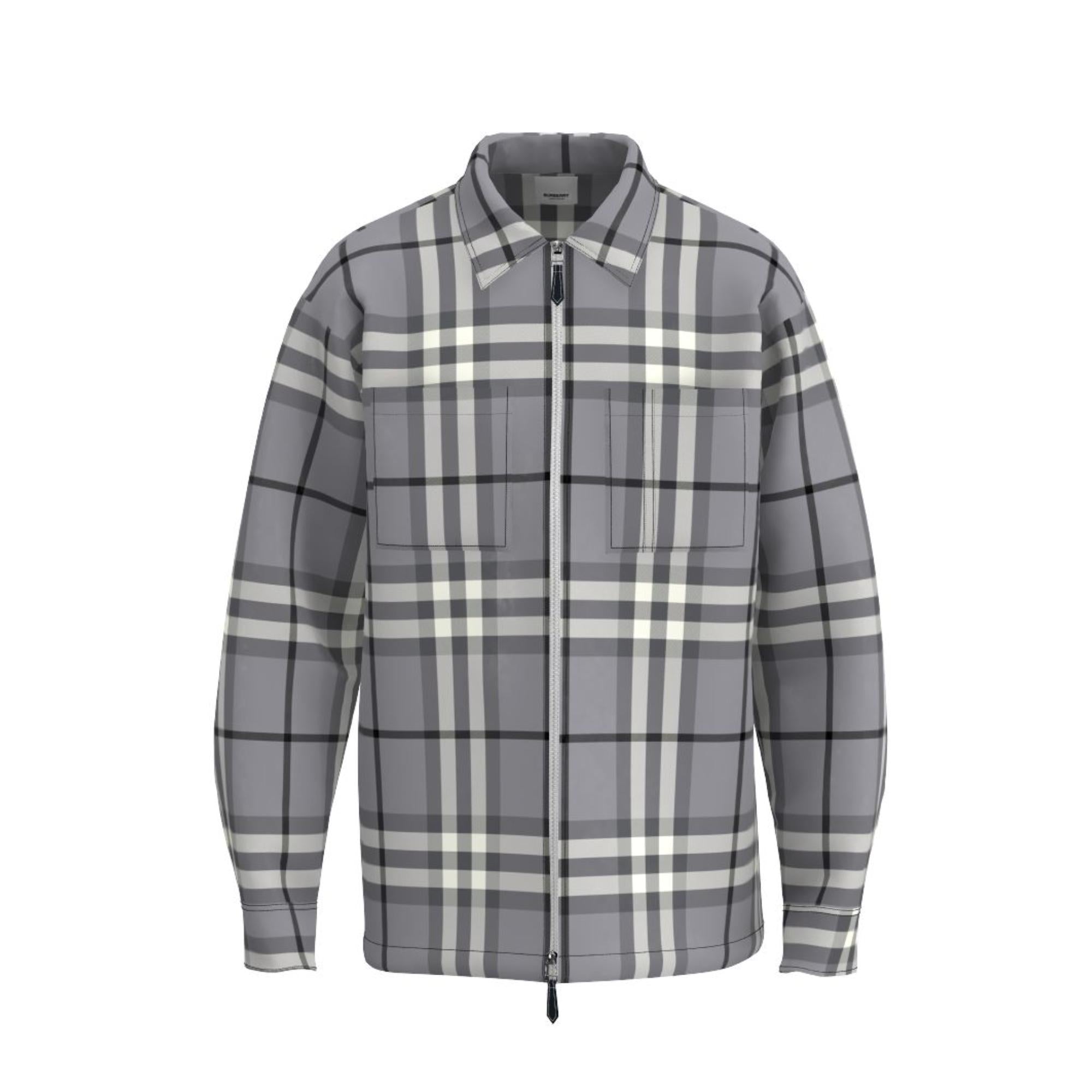 체크 코튼 지퍼 프런트 셔츠