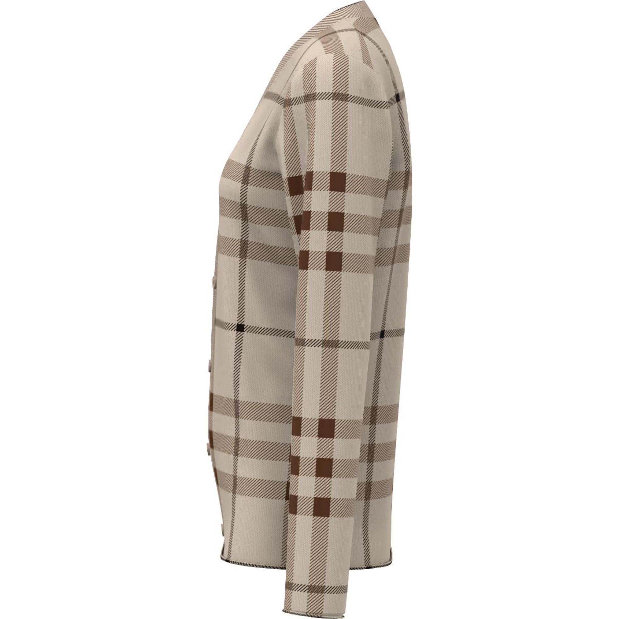 체크 인타르시아 울 실크 코튼 카디건