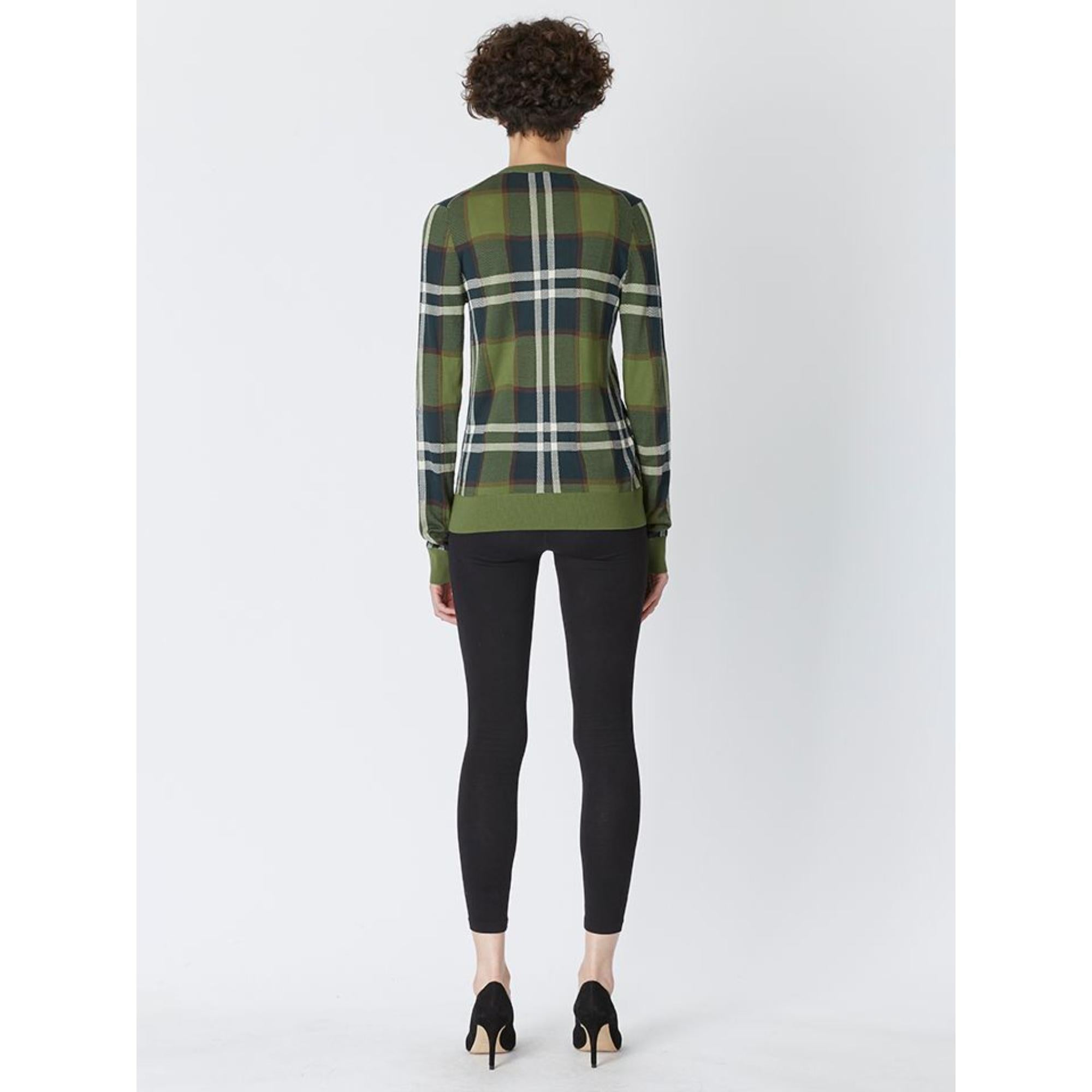 체크 인타르시아 울 실크 코튼 카디건