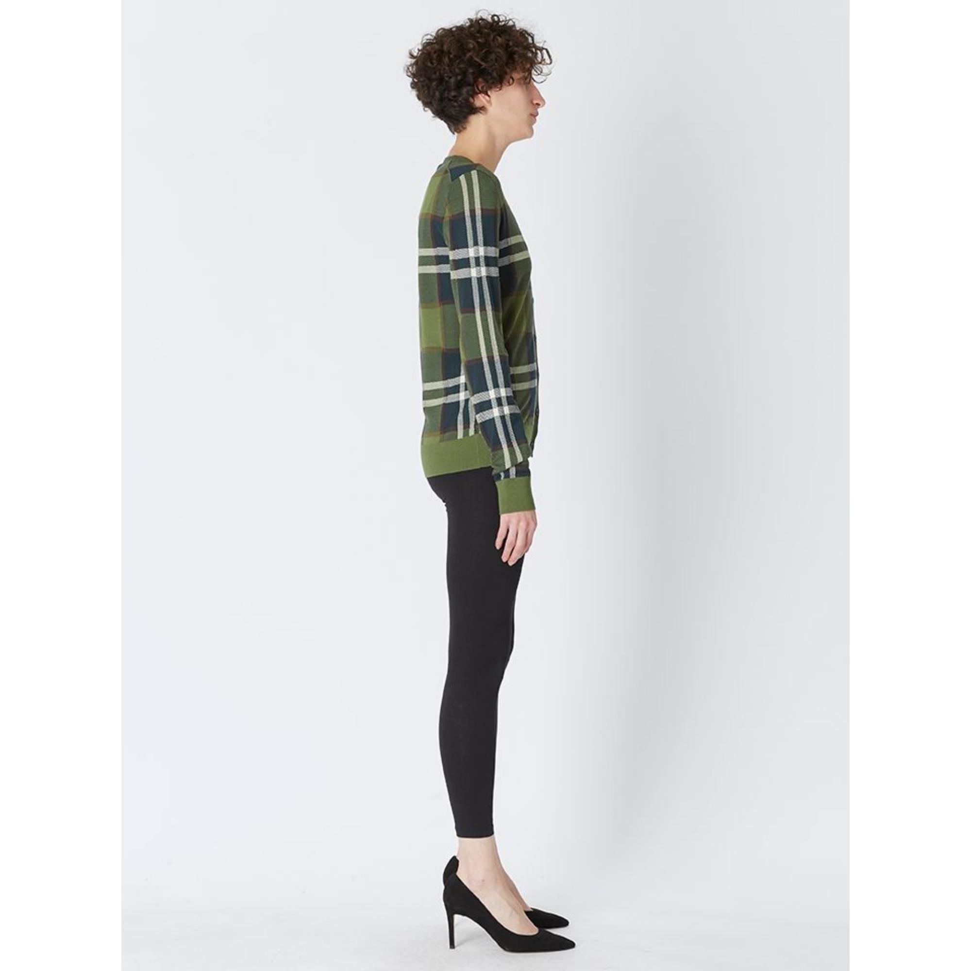 체크 인타르시아 울 실크 코튼 카디건