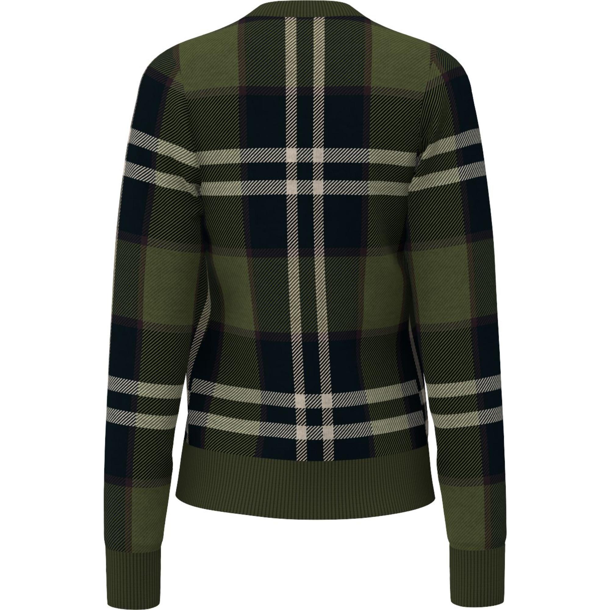 체크 인타르시아 울 실크 코튼 카디건