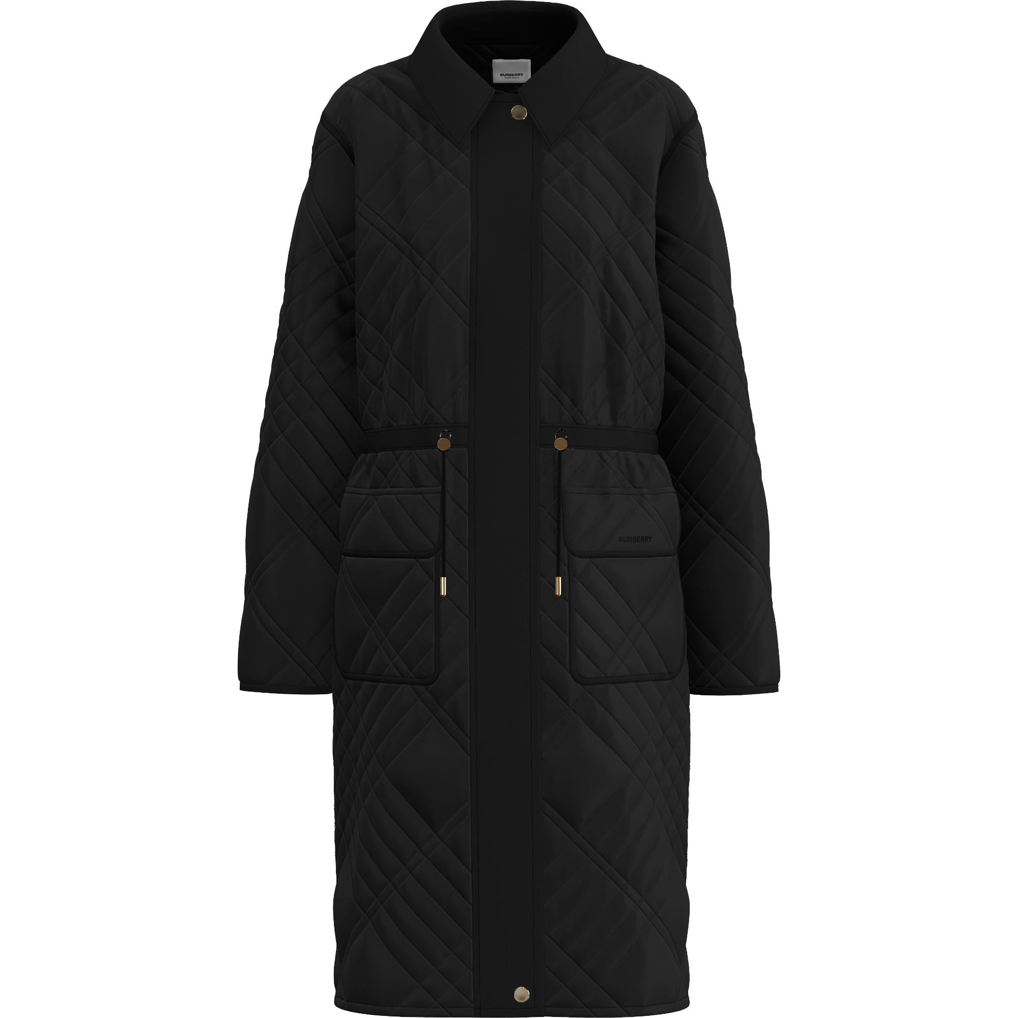 엠브로이더리 로고 퀼팅 코트